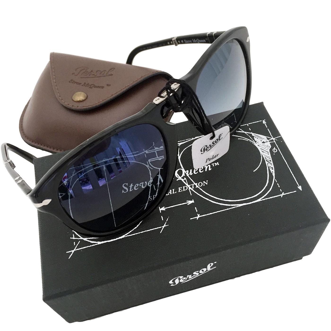 PERSOL Steve McQueen 714SM Foldable Sunglasses in Black