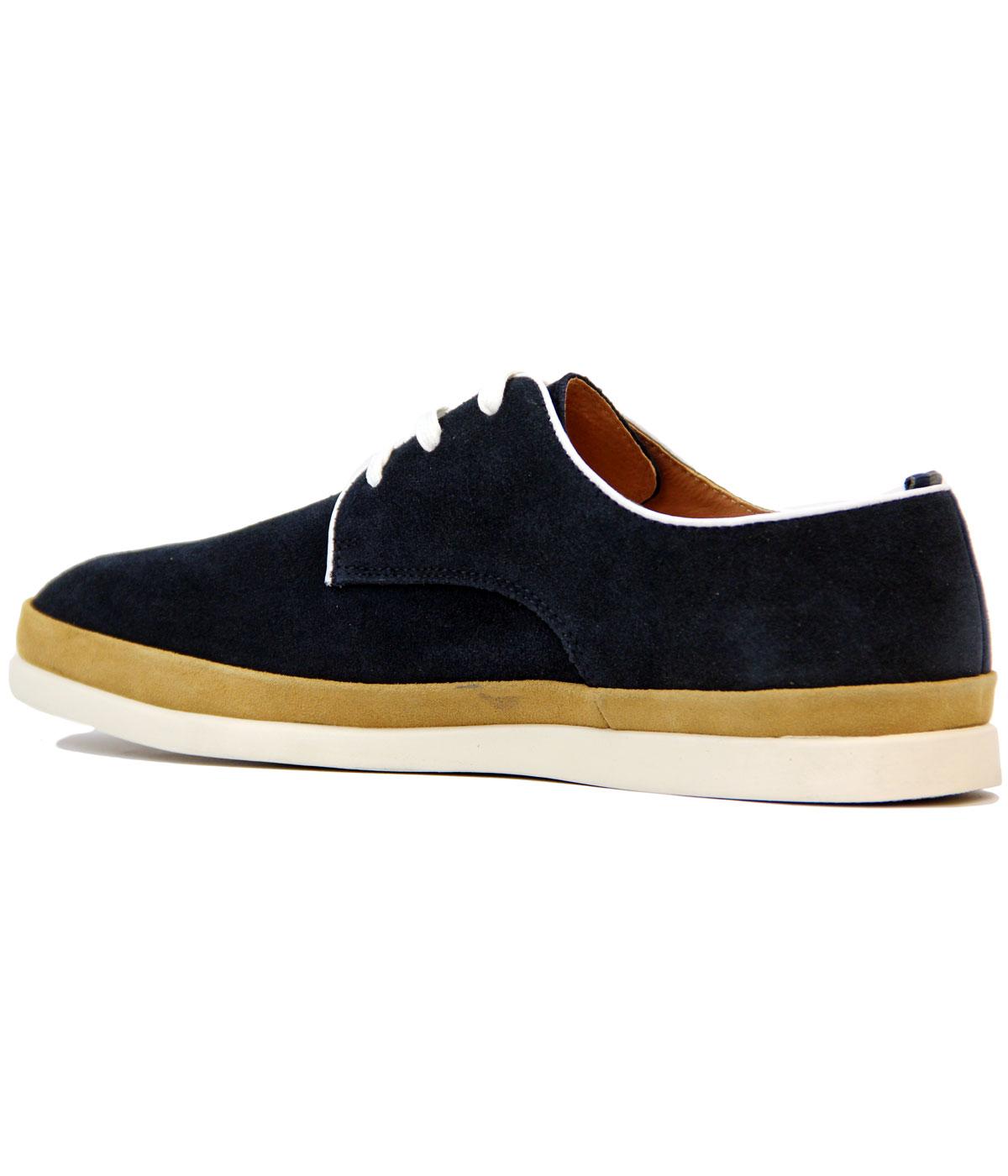 PETER WERTH Caine Retro 60s Mod Derby Hybrid Suede Shoes in Navy