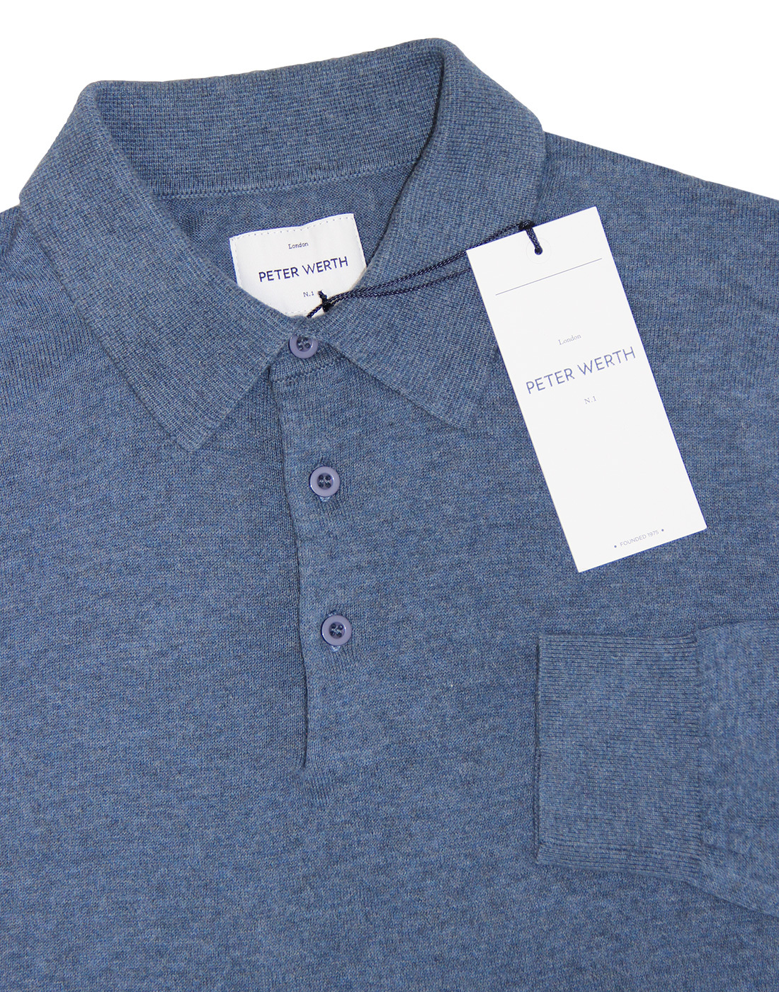 PETER WERTH Hemmingford Monro Knitted L/S Polo in Blue Marl