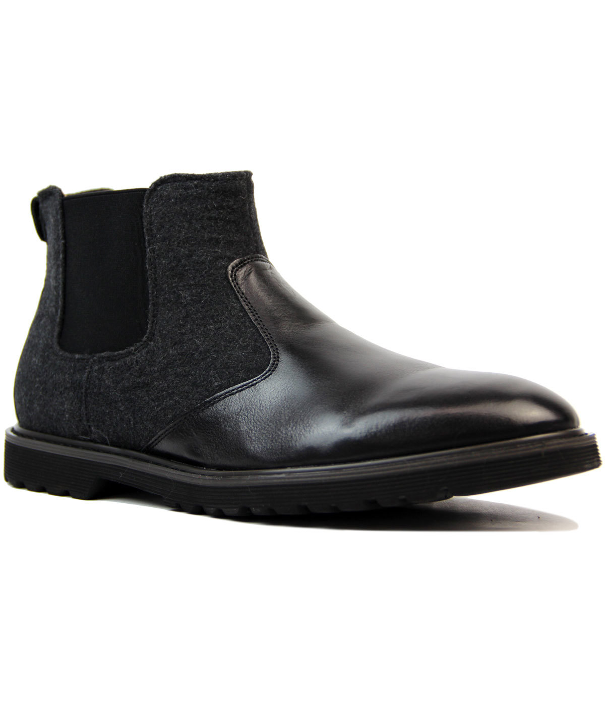 PETER WERTH Laurie Retro Mod Leather & Melton Chelsea Boots