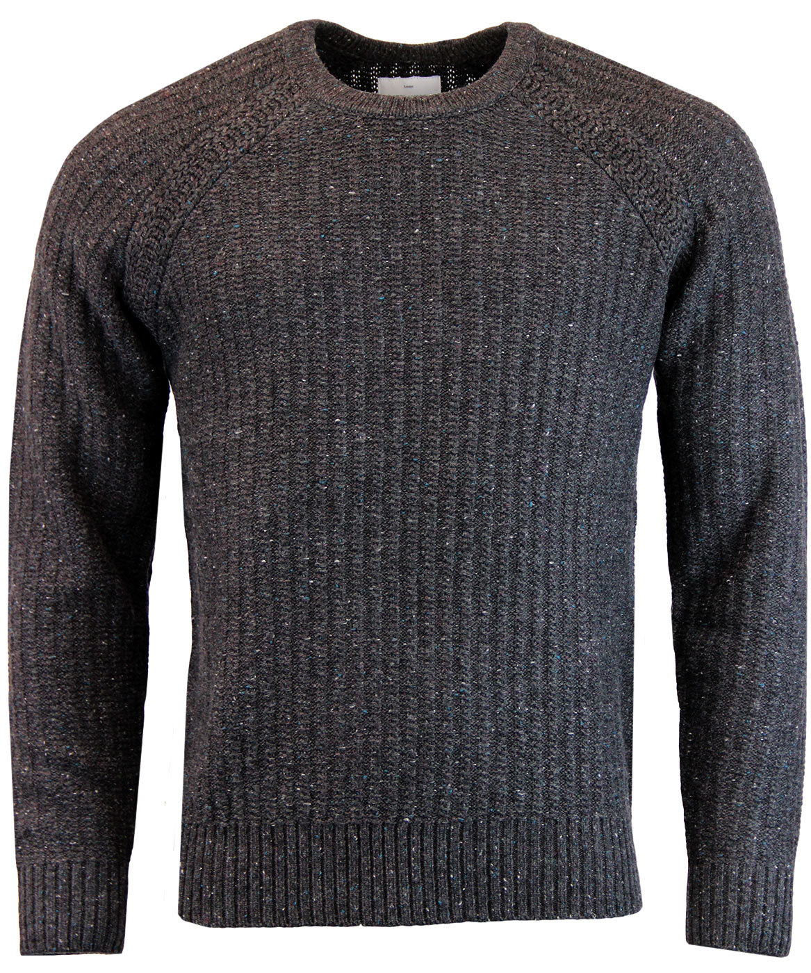 PETER WERTH Oregon Retro 1960s Mod Donegal Knit Jumper Charcoal