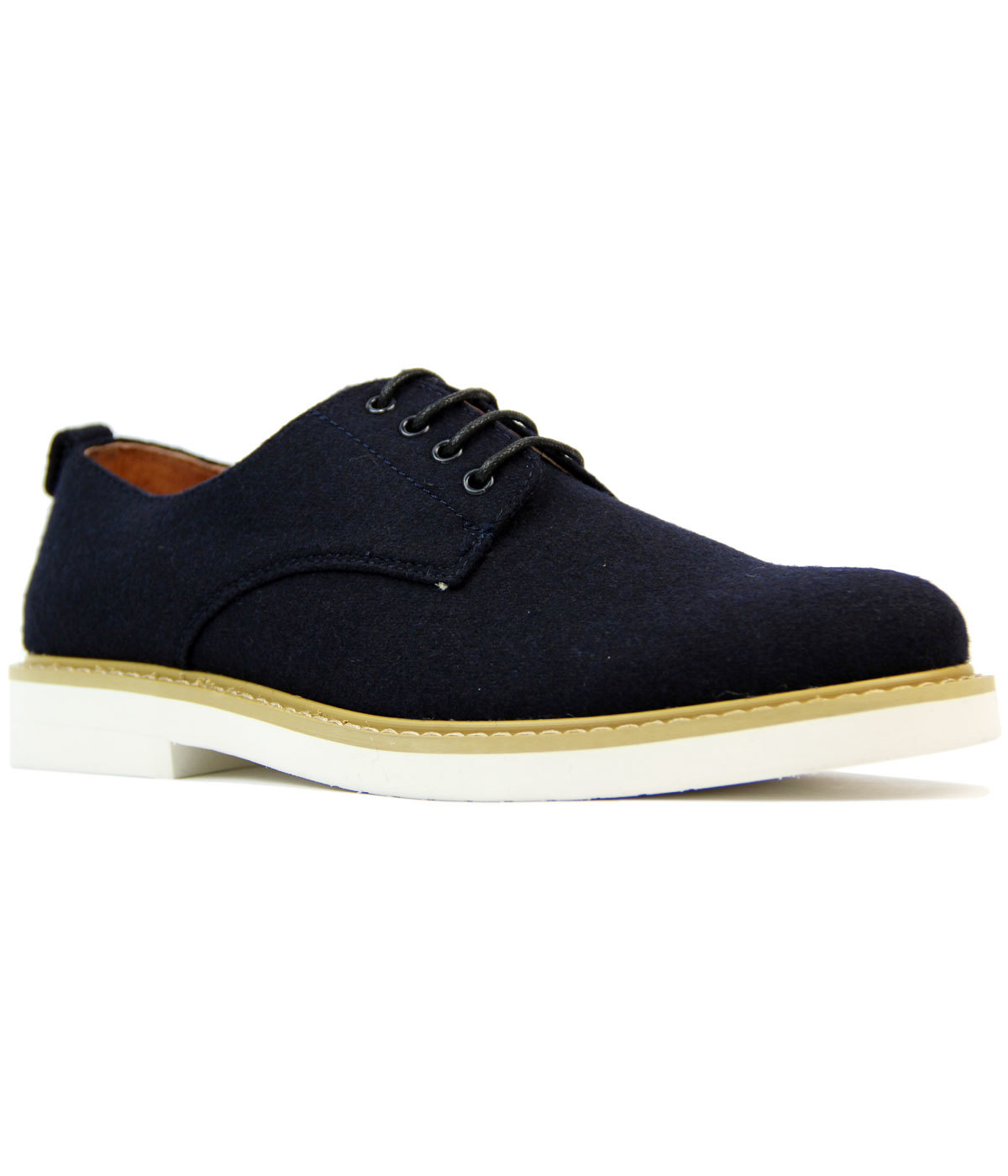 PETER WERTH Pegg Retro 1960s Mod Melton Light Derby Shoes in Navy