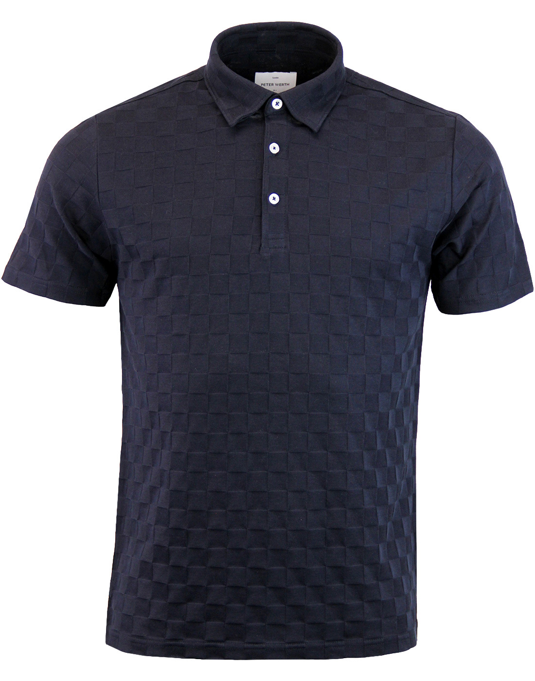 Point PETER WERTH 60s Tonal Check Polo - Navy