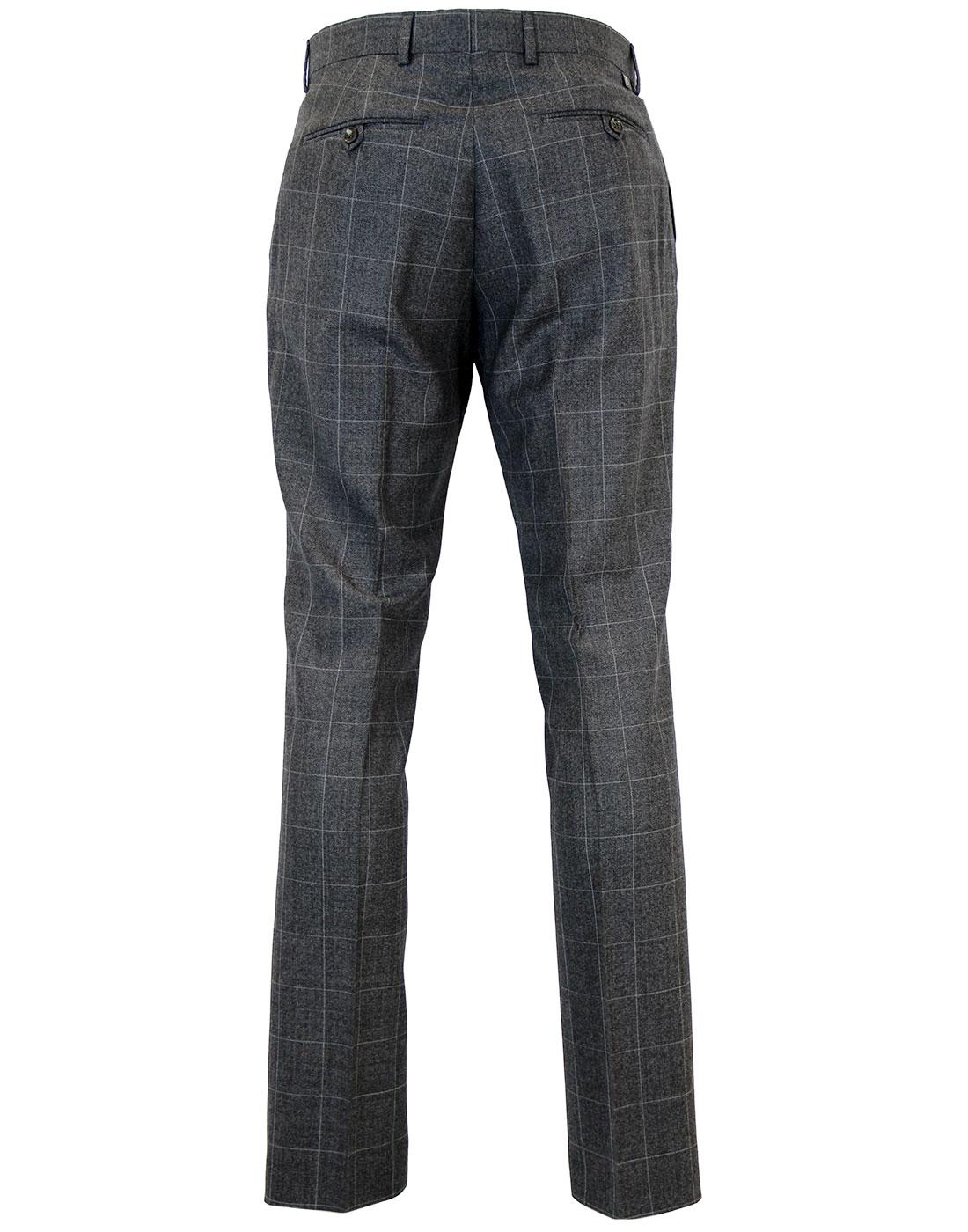 PETER WERTH Retro Mod Check Trousers in Charcoal