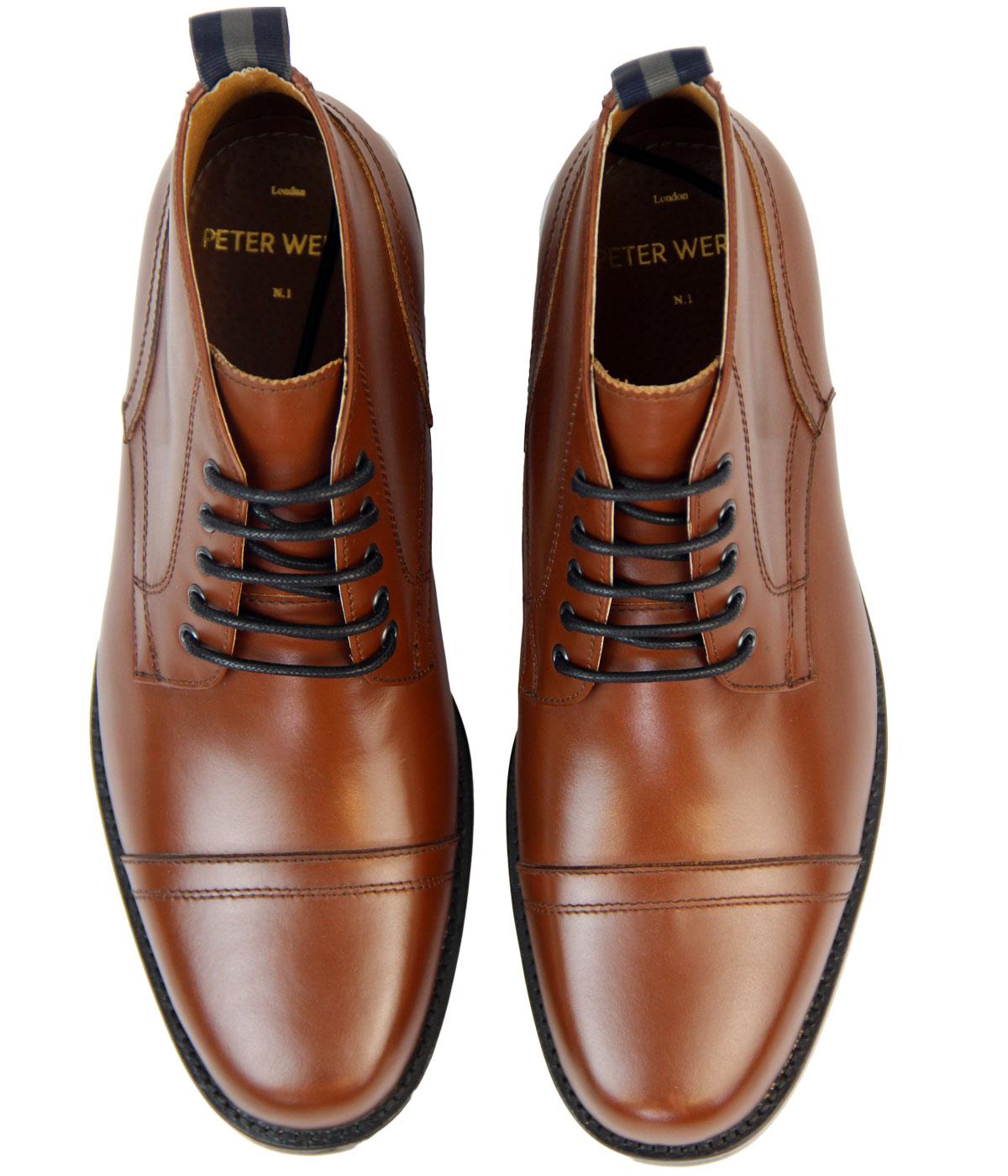 PETER WERTH Hardy Lace Up Retro Chukka Boots In Tobacco