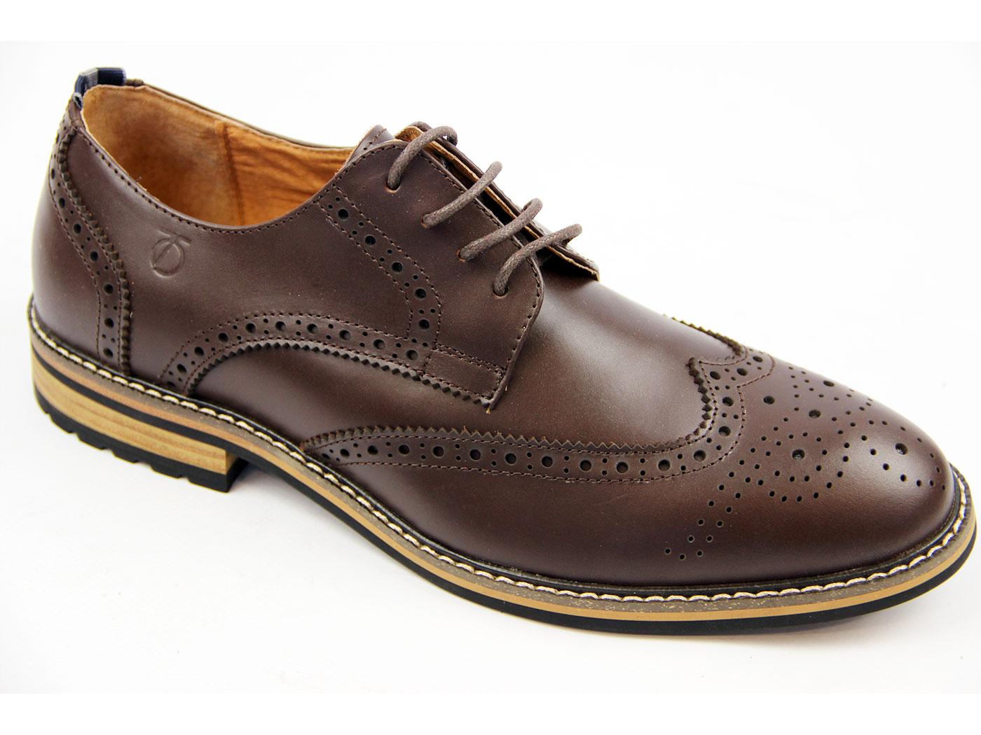 PETER WERTH Turnmill Retro 60s Mod Heritage Brogue Shoes Brown
