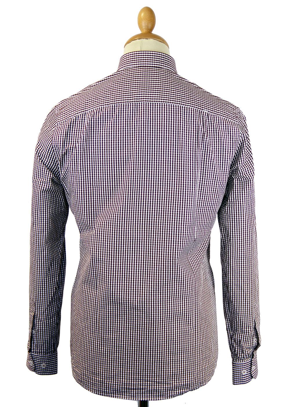 PETER WERTH Ellington Cut Retro Mod Button Under Gingham Shirt Bu