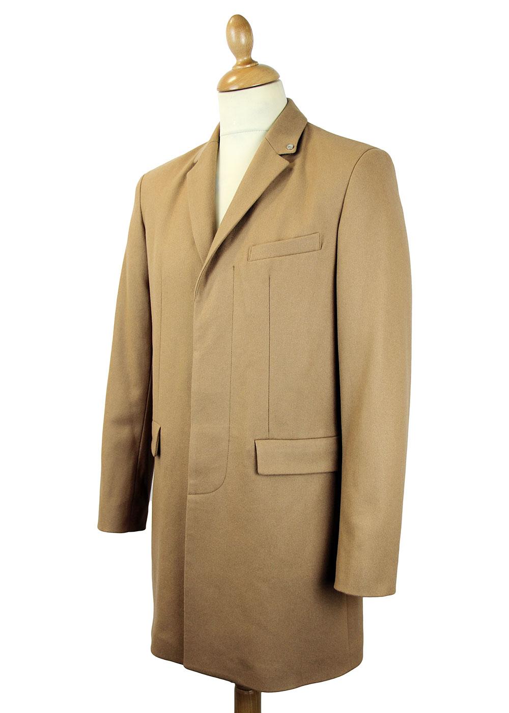 PETER WERTH Cropley Retro Mod Made in England Topcoat Camel