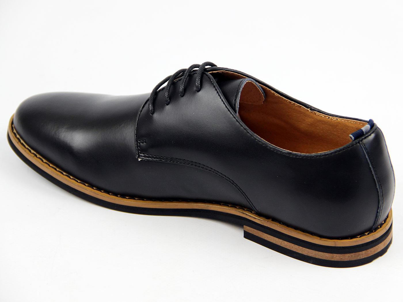 PETER WERTH Nesbitt Retro Mod Smoothe Leather Derby Shoes Black