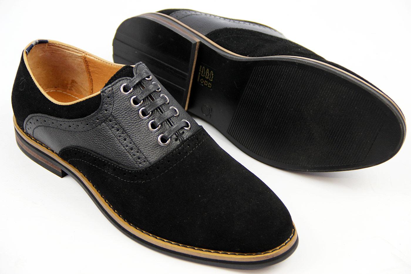 PETER WERTH Nesbitt Retro 60s Mod Saddle Oxford Shoes in Black
