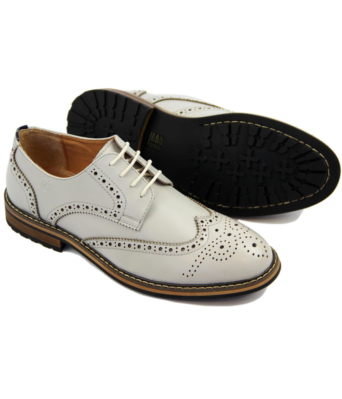 PETER WERTH Turnmill Retro 60s Mod Derby Brogue Shoes in Grey