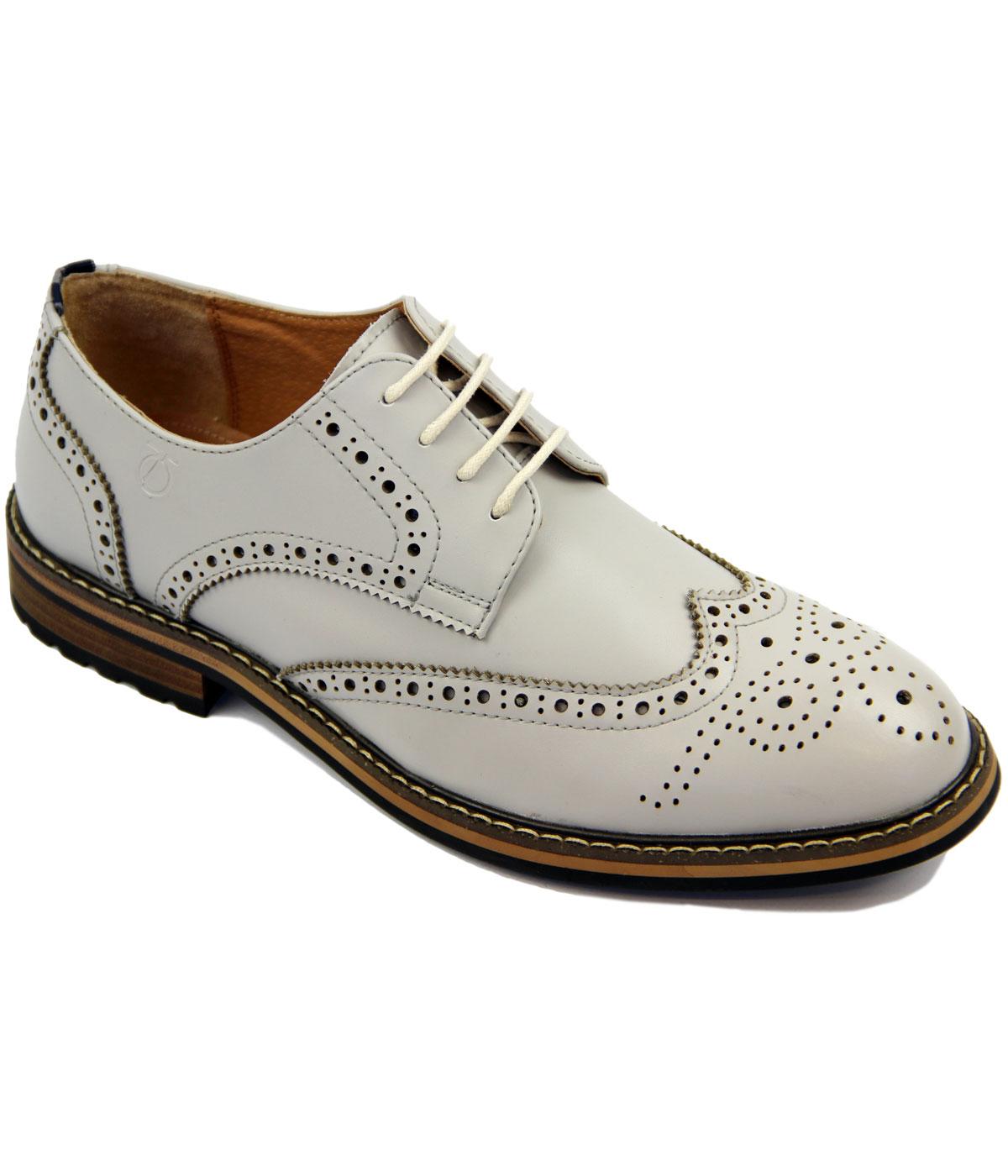 PETER WERTH Turnmill Retro 60s Mod Derby Brogue Shoes in Grey