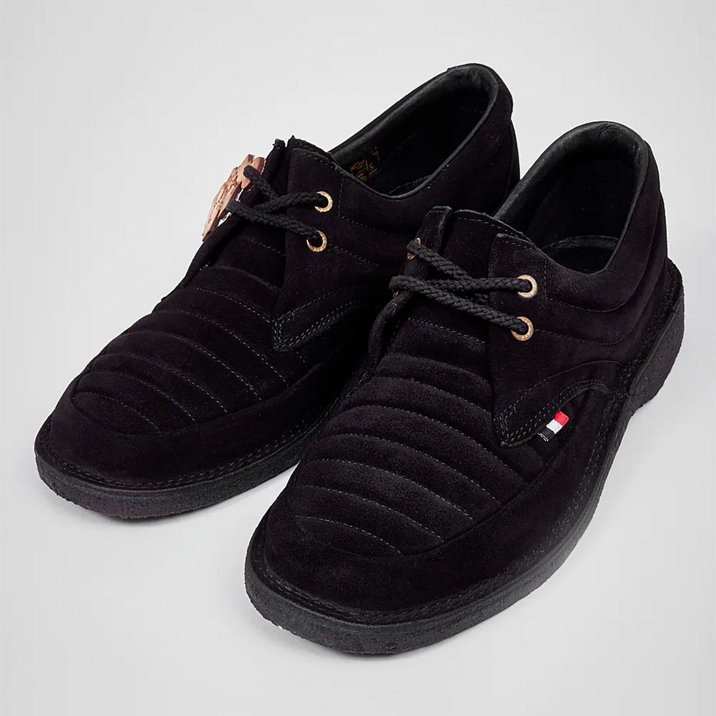 Jagger POD ORIGINAL Retro 70s Suede Quilted Shoes in Black