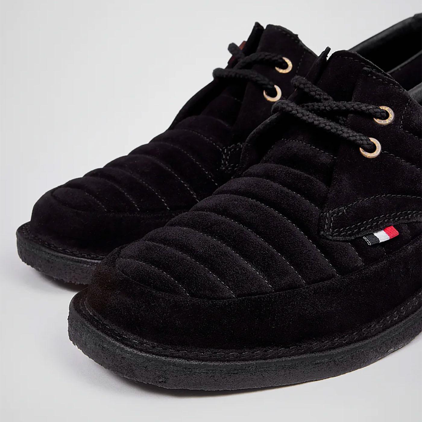 Jagger POD ORIGINAL Retro 70s Suede Quilted Shoes in Black