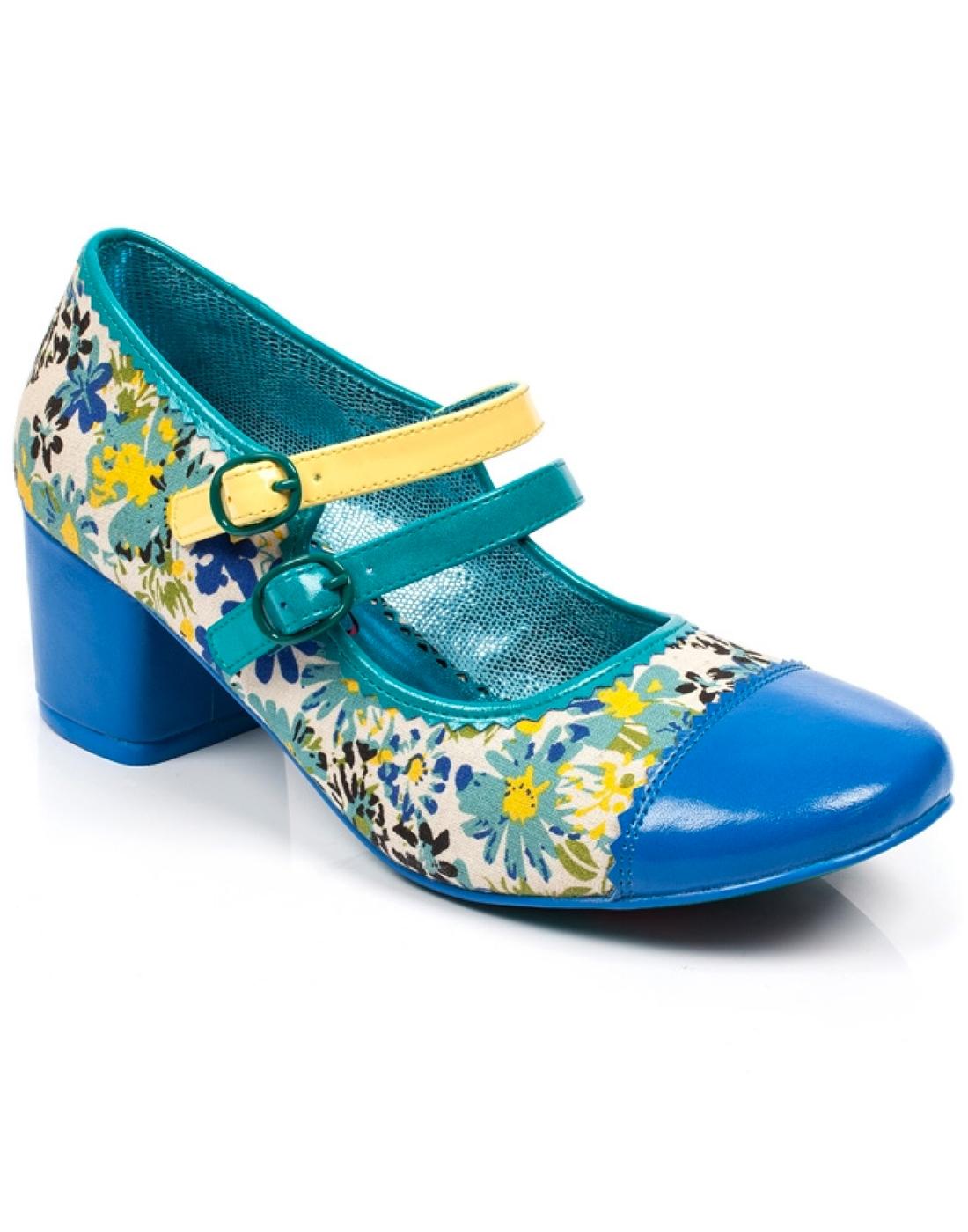 Mini Mod POETIC LICENCE 60s Floral Mod Shoes -Blue