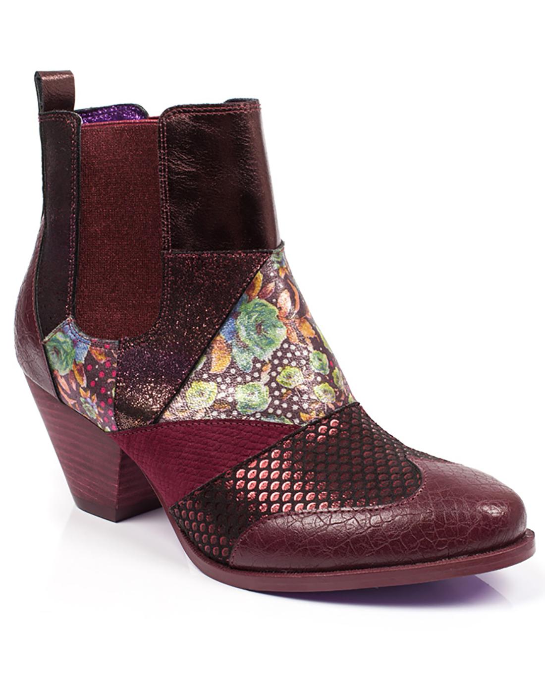 POETIC LICENCE Chelsea Patch Womens Mod Chelsea Boots in Burgundy