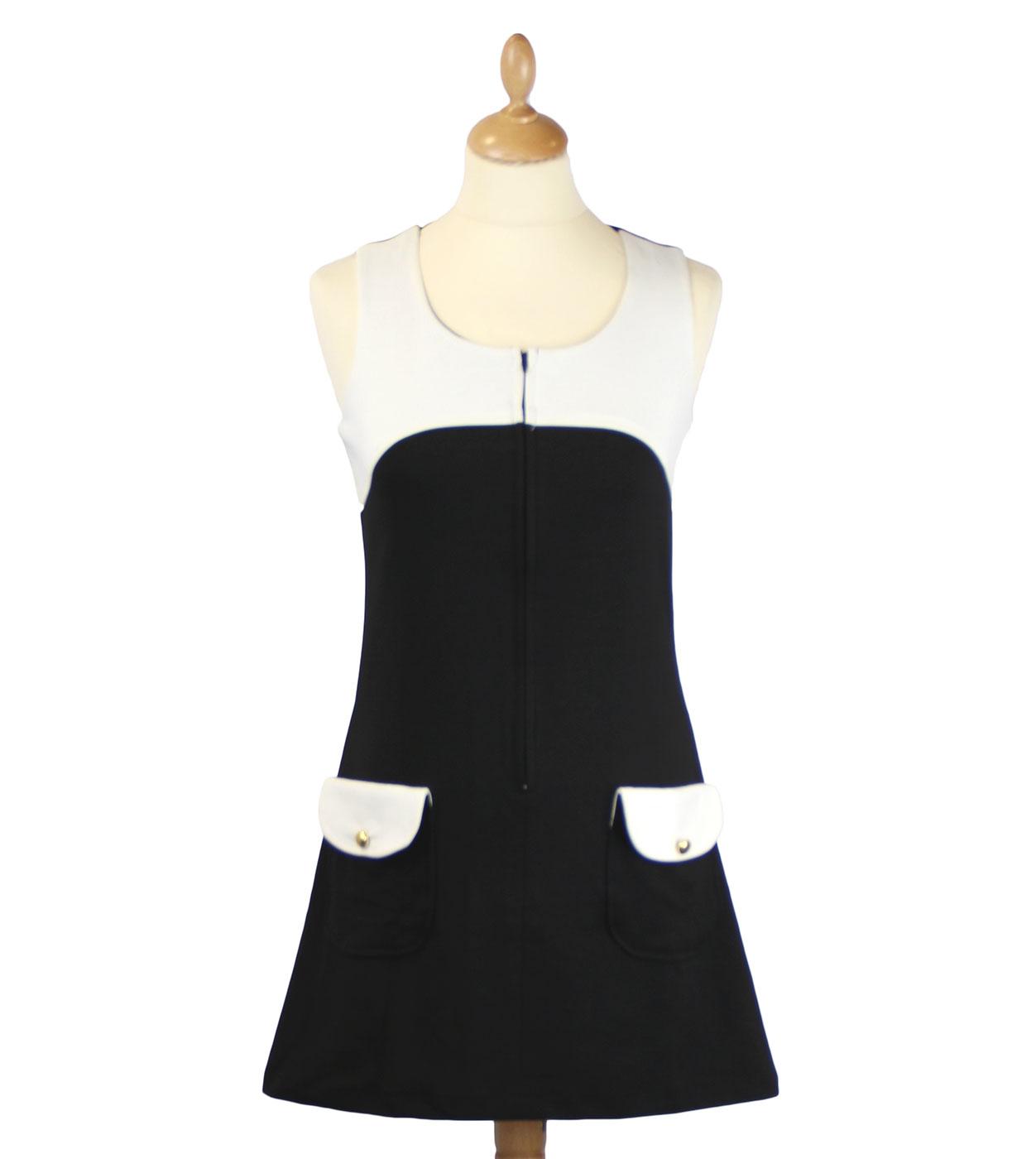 Edie Retro 1960s Mod Dress in Black/White Top