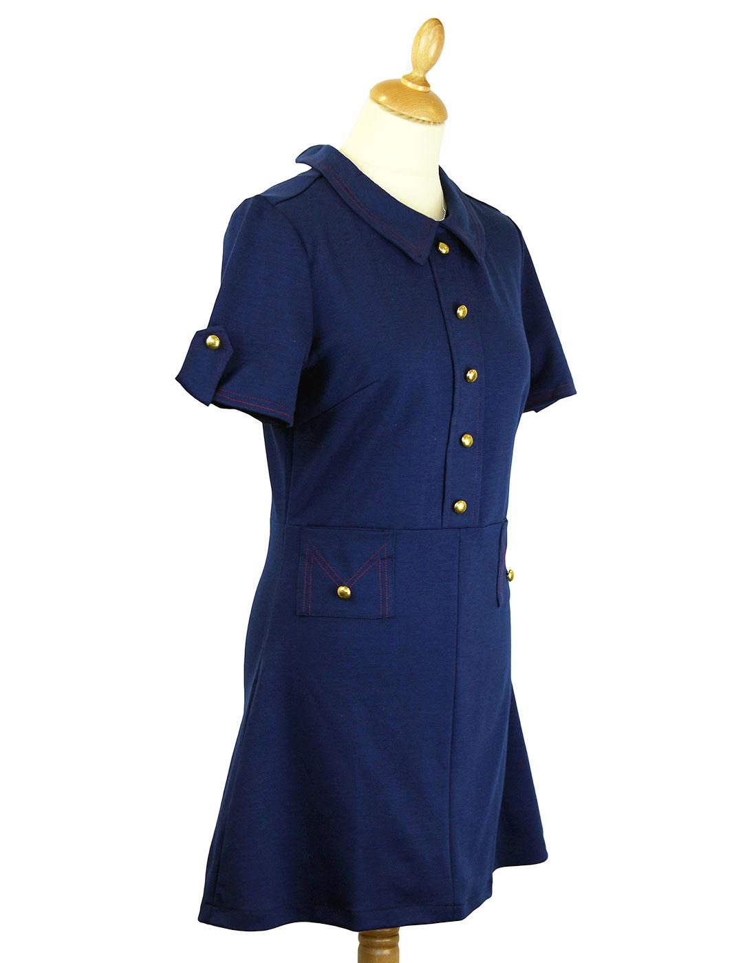 Josie Retro 1960s Mod Polo Dress in Navy