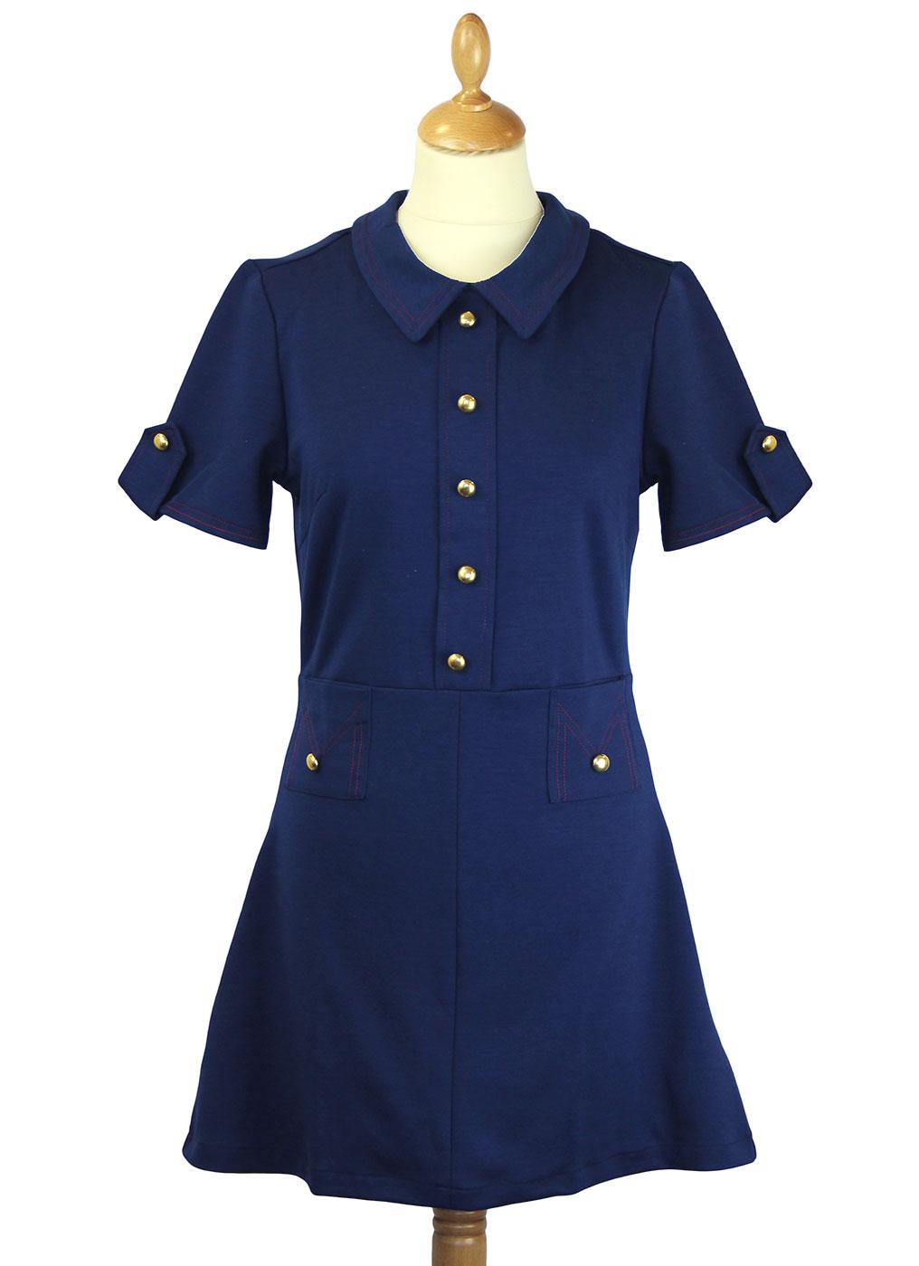 Josie Retro 1960s Mod Polo Dress in Navy