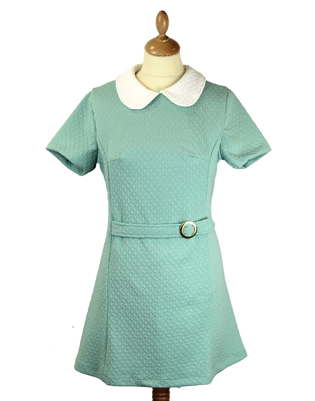 Sally Retro 1960s Mod Texture Dress in Mint
