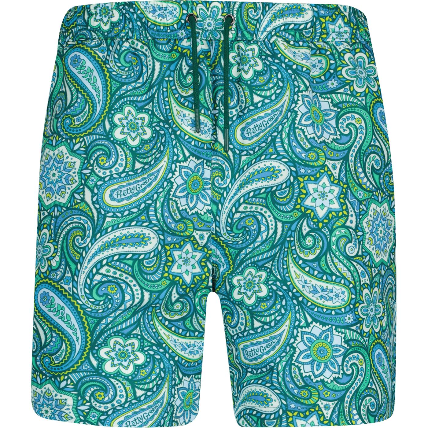 Itchycoo Pretty Green Retro Paisley Swim Shorts 