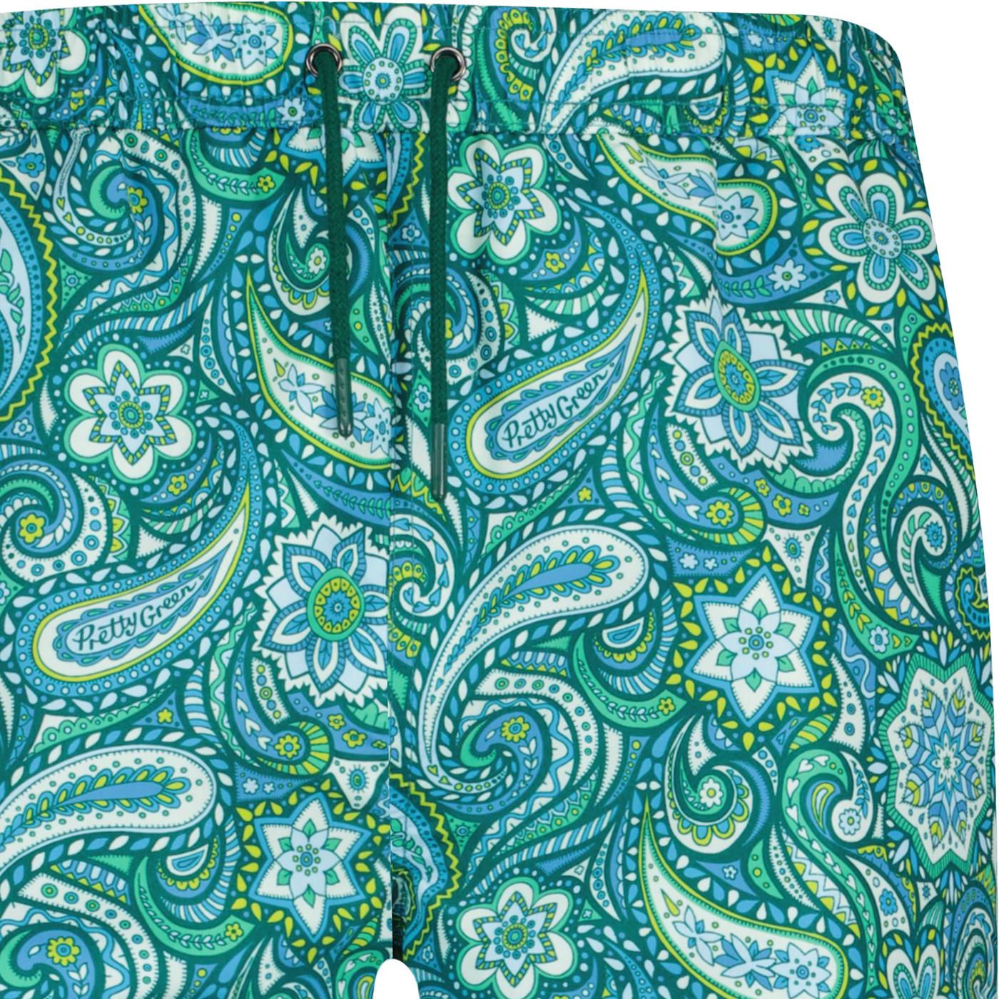 Itchycoo Pretty Green Retro Paisley Swim Shorts in Green