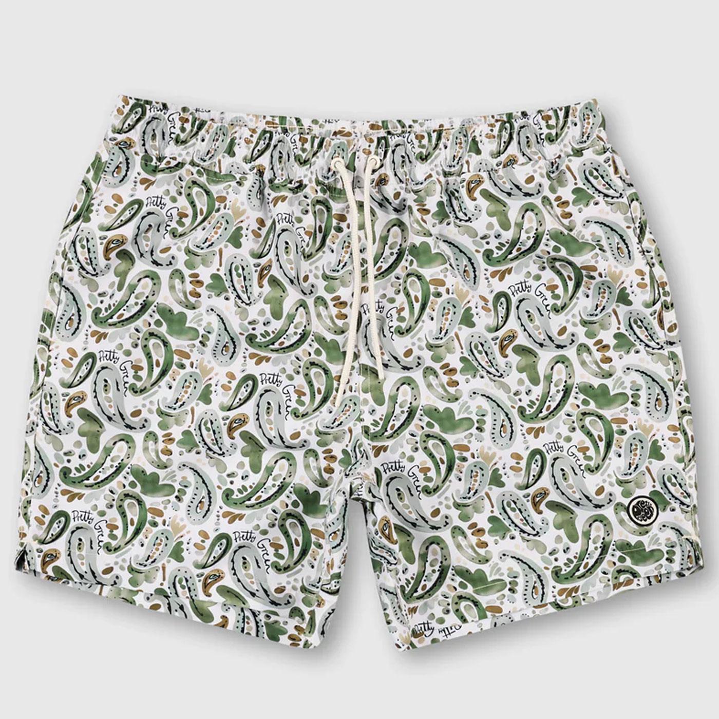 Aquarelle Pretty Green Retro Paisley Swim Shorts 