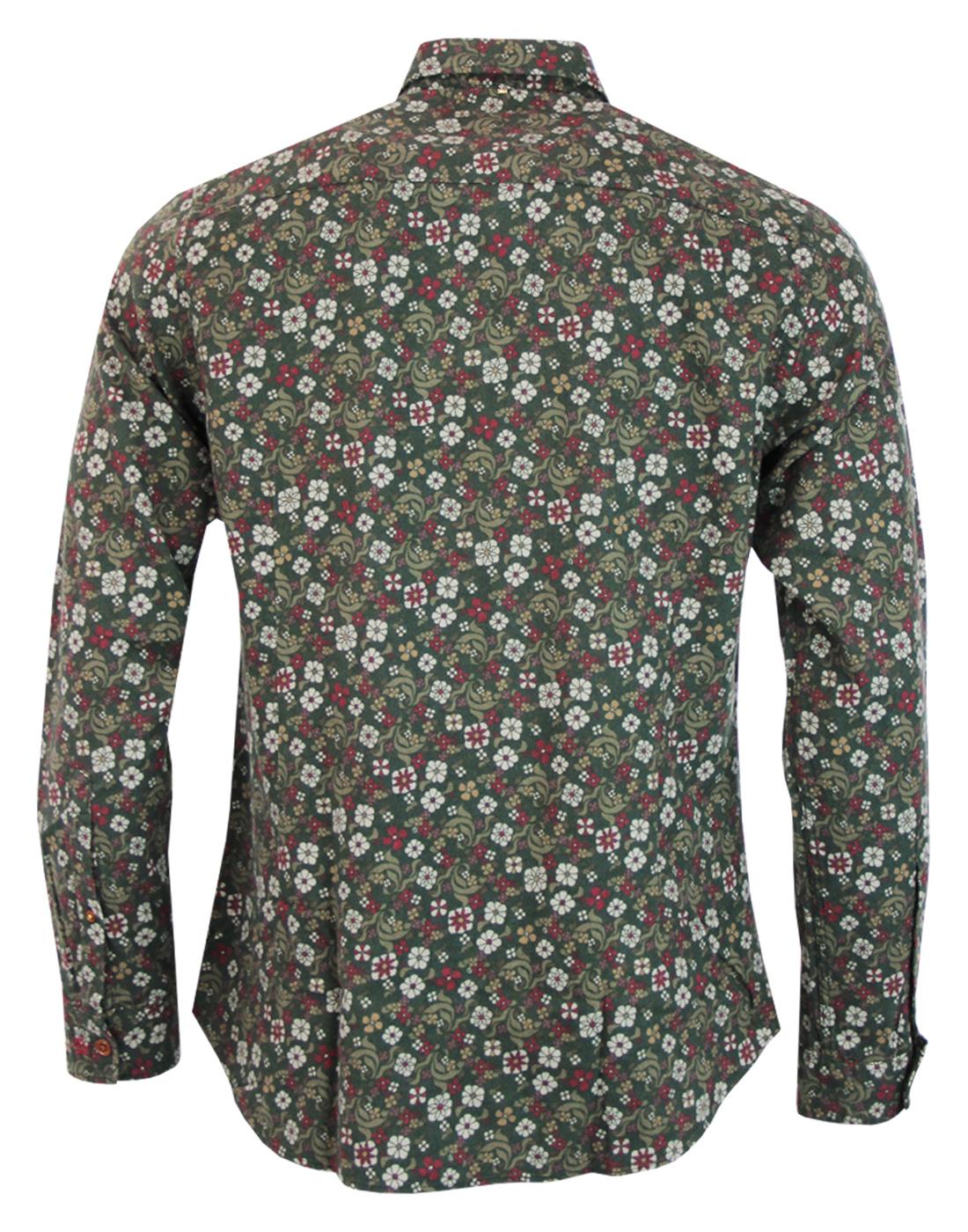 PRETTY GREEN Balfour Retro 60s Mod Brushed Cotton Floral Shirt