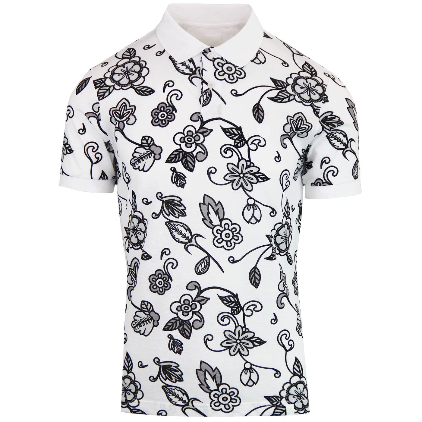 PRETTY GREEN x THE BEATLES Prudence Floral Polo Grey