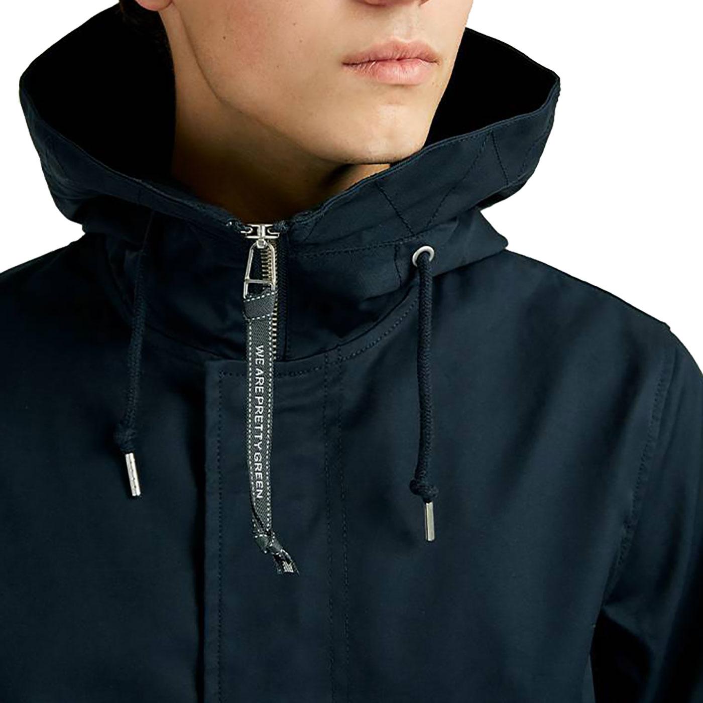 PRETTY GREEN Men's Bonded Cotton Parka Jacket Navy