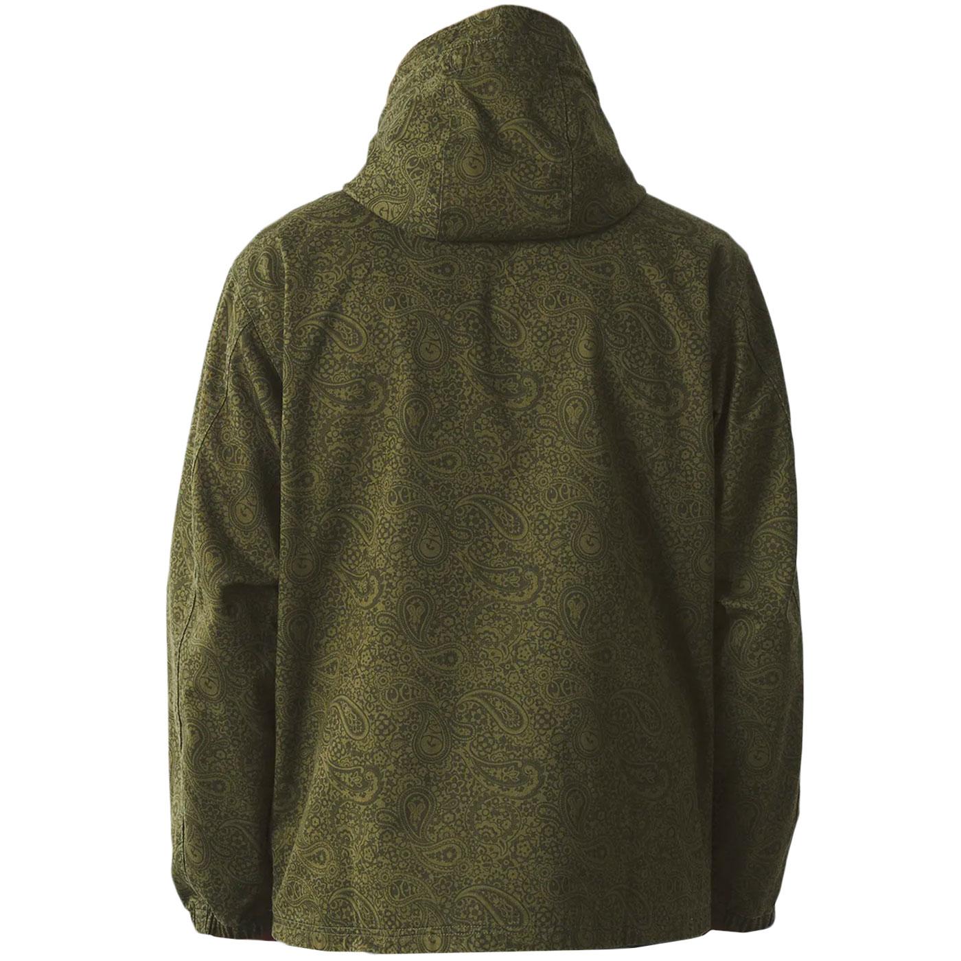 Pretty Green Bramham Retro Paisley Canvas Field Jacket Khaki