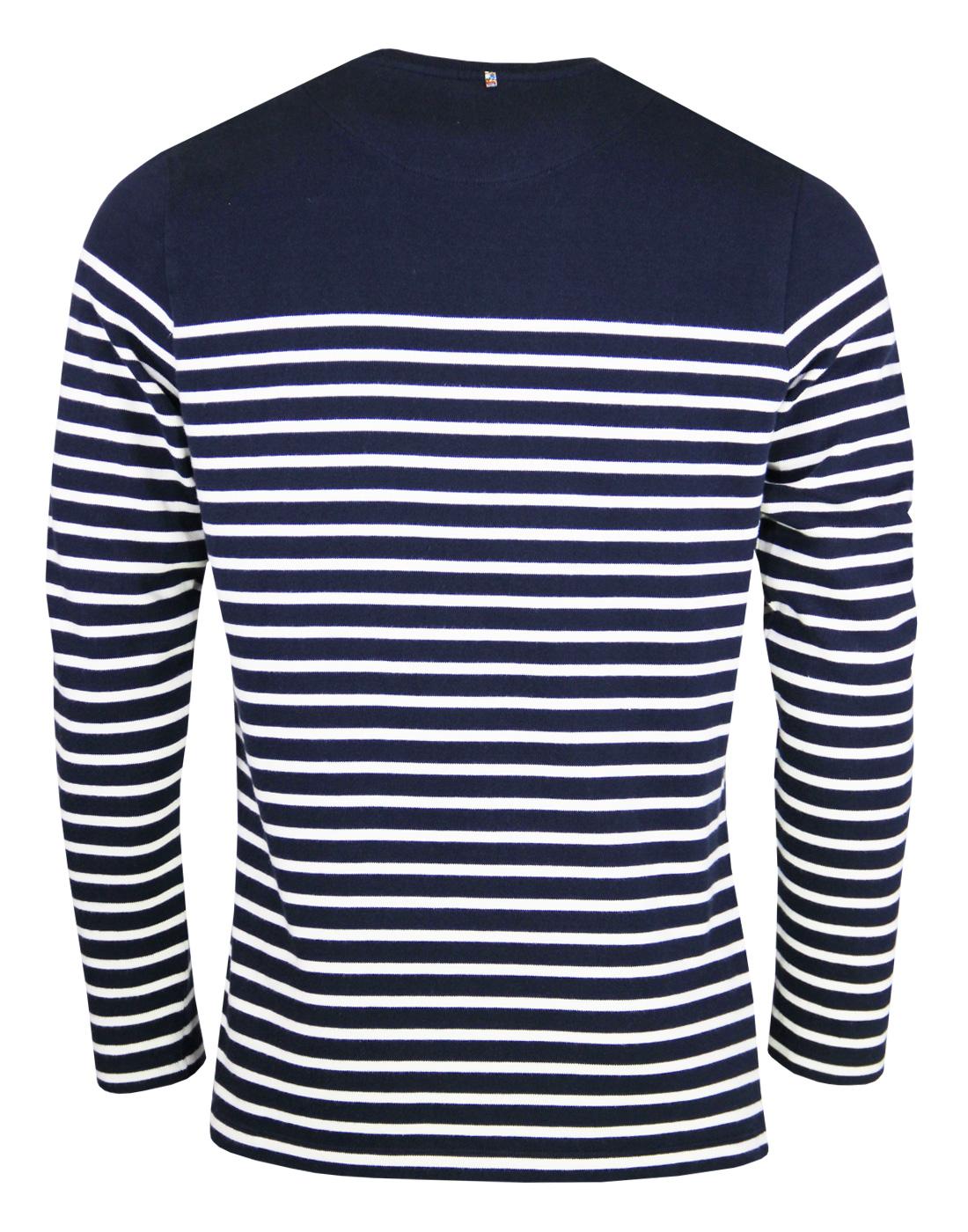 PRETTY GREEN Echo Retro 60s Mod Breton Stripe Long Sleeve T-shirt