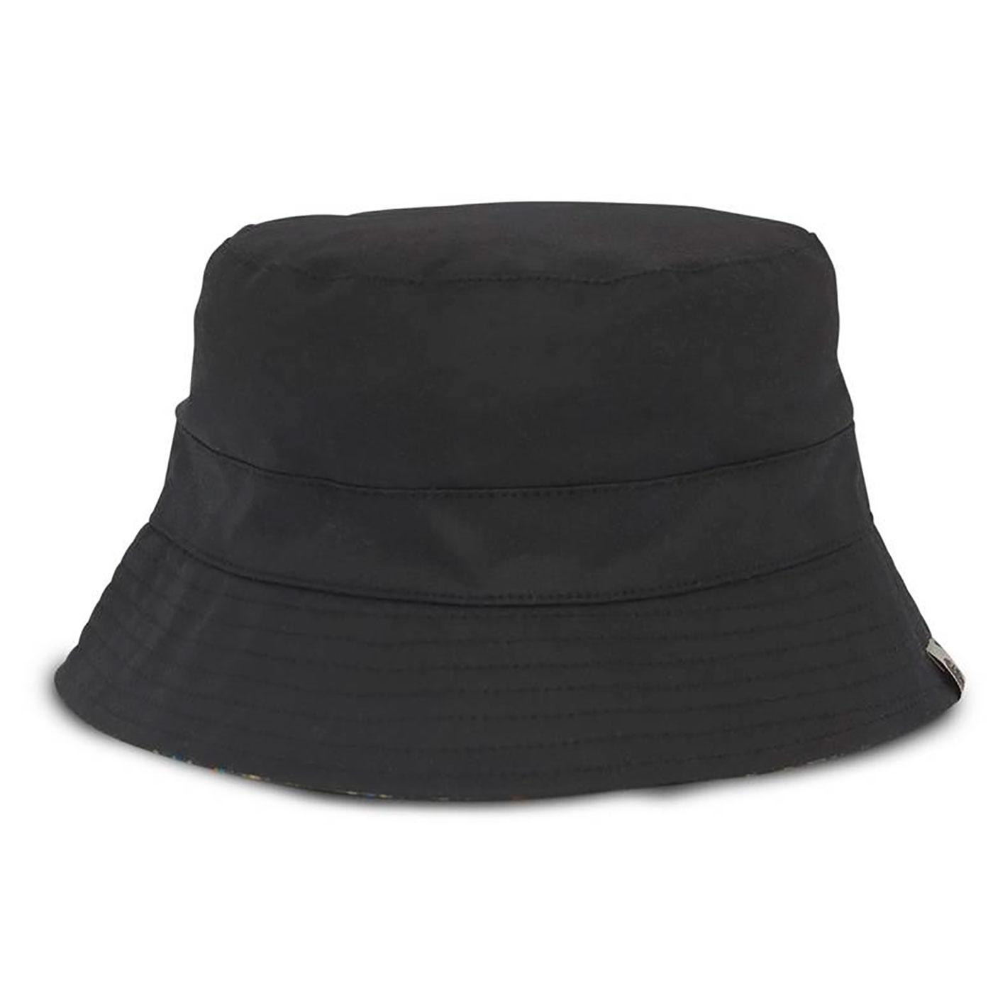 PRETTY GREEN British Millerain Waxed Bucket Hat in Black