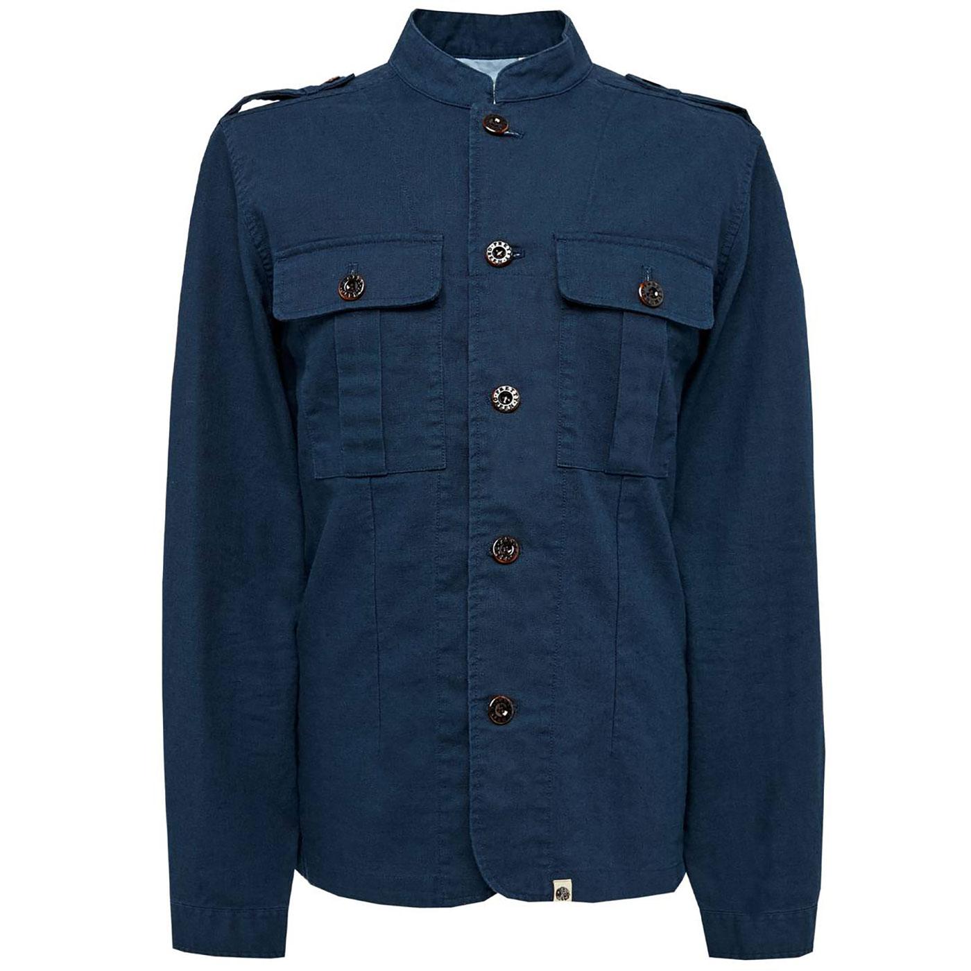 PRETTY GREEN 1960's Button Up Linen Lennon Jacket