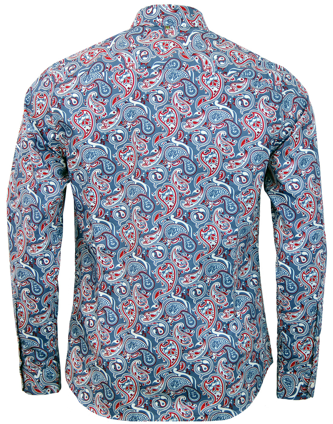 PRETTY GREEN Camley Paisley Psychedelic Mod Shirt in Blue