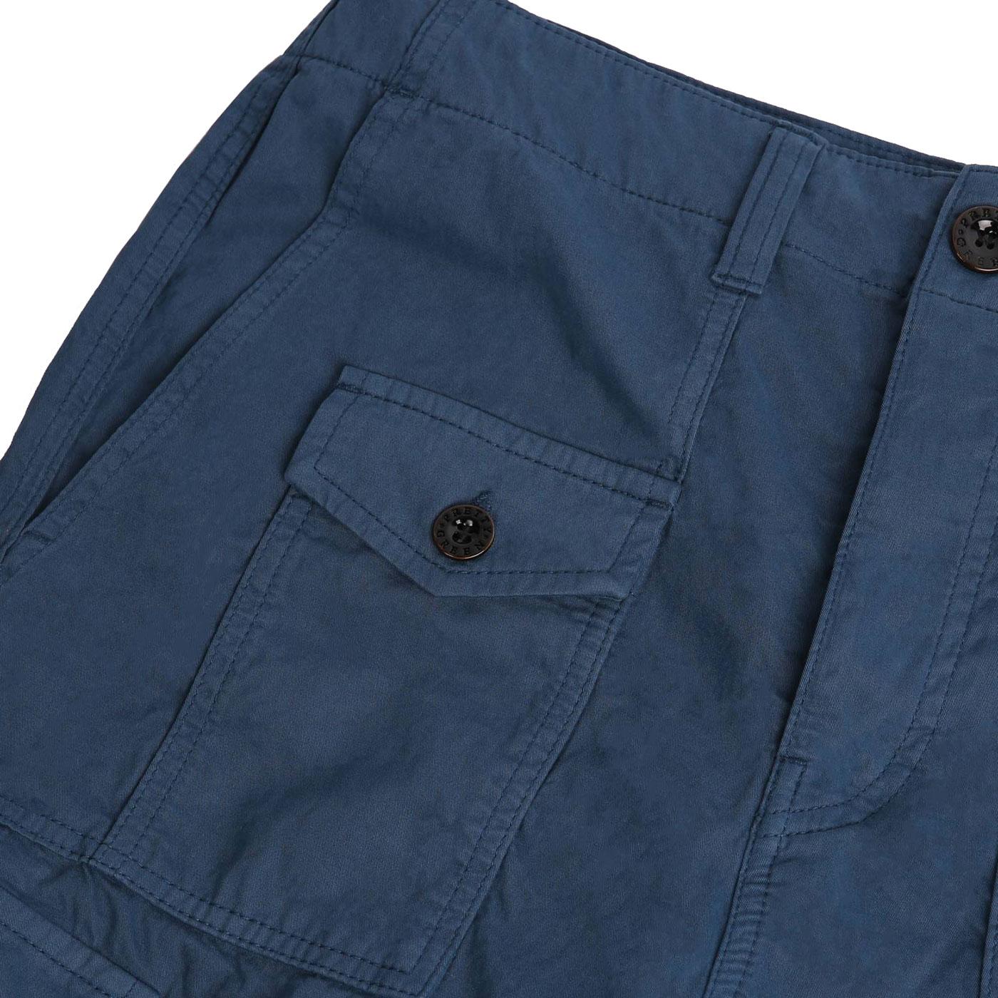 PRETTY GREEN Men's Retro Twill Cargo Shorts in Blue