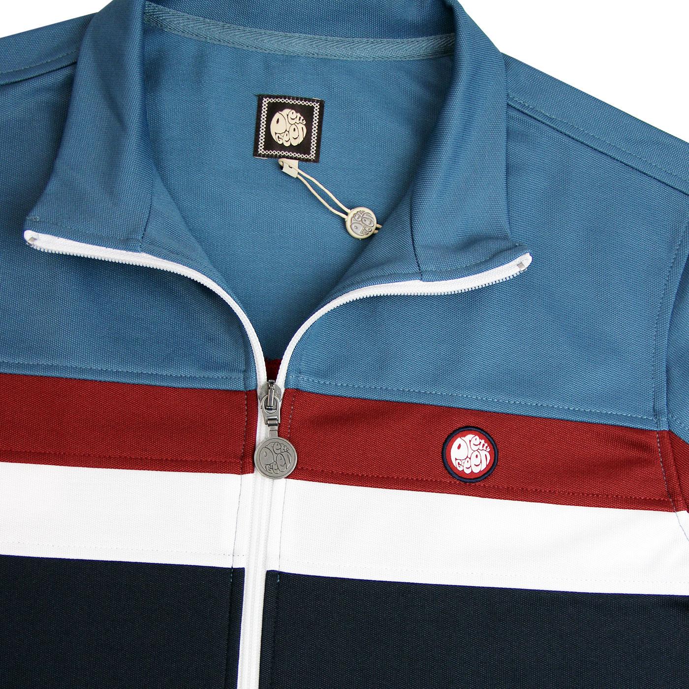 PRETTY GREEN Retro Contrast Panel Track Jacket in Blue