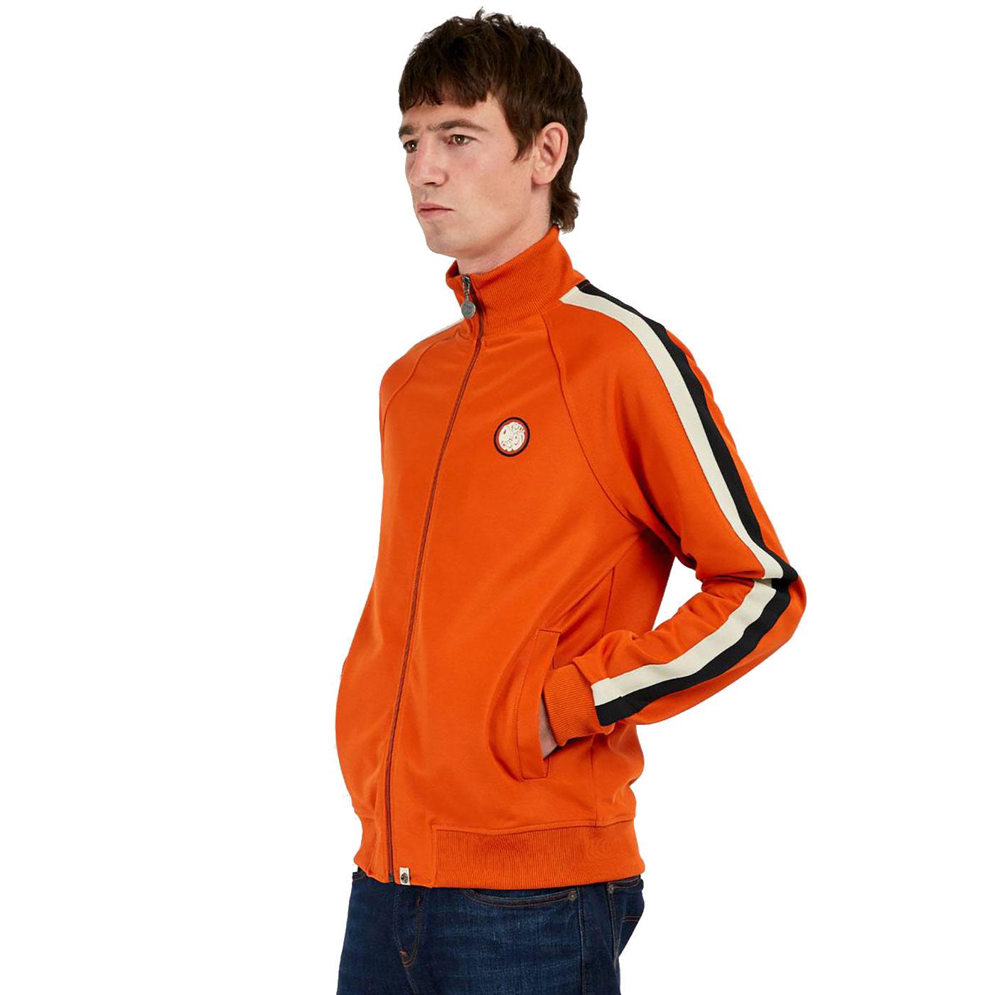 PRETTY GREEN Contrast Sleeve Stripe Track Jacket in Orange