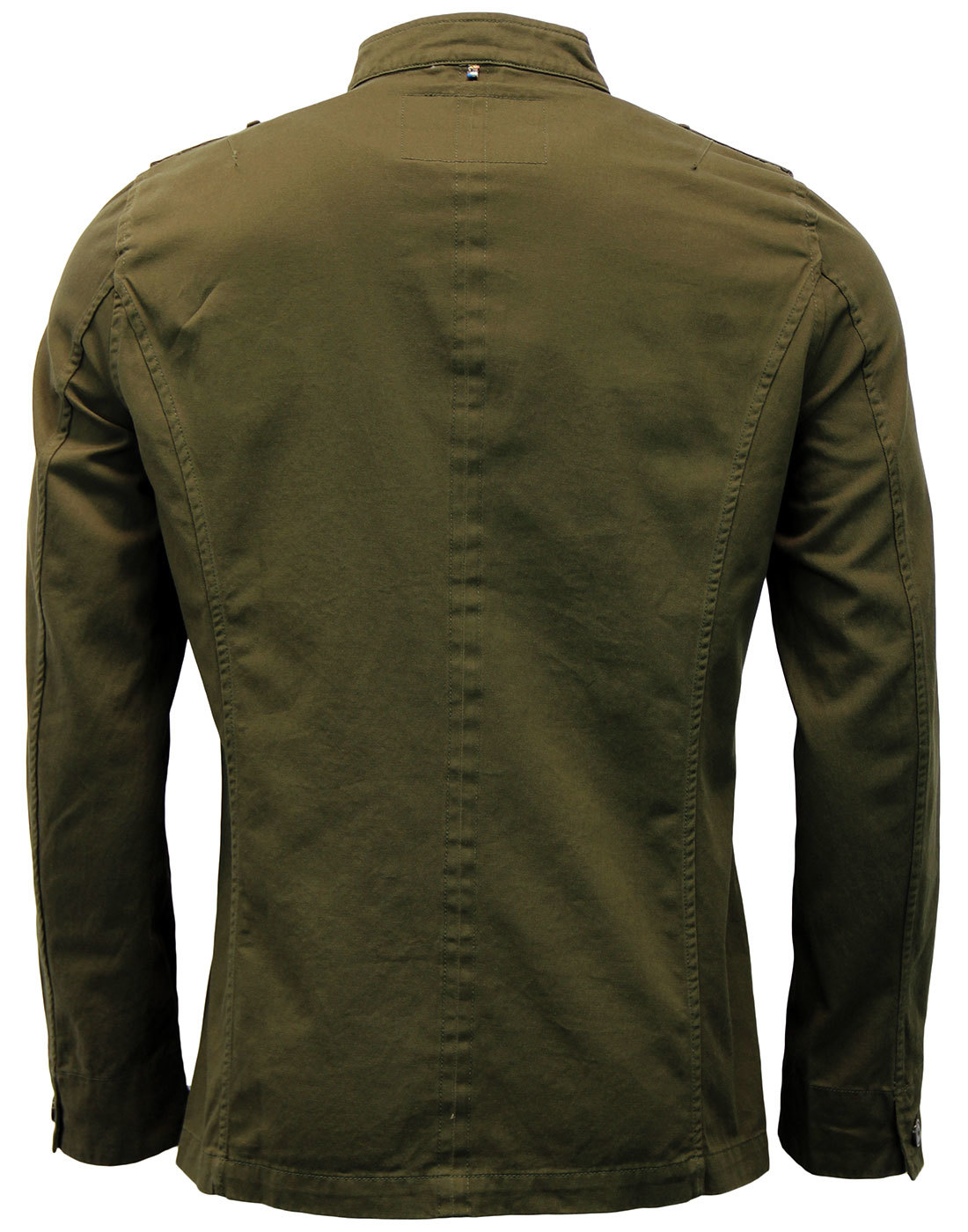 PRETTY GREEN Cotton Lennon Retro Indie Mod Military Jacket Khaki