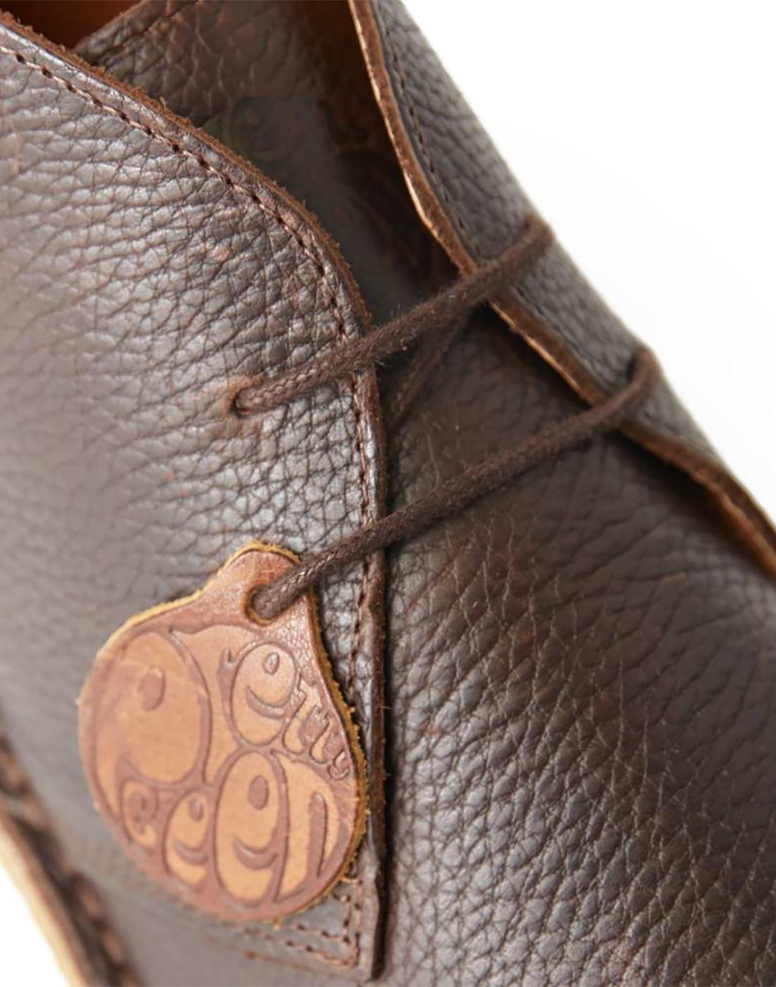 PRETTY GREEN Men's Retro Mod Leather Desert Boots in Brown