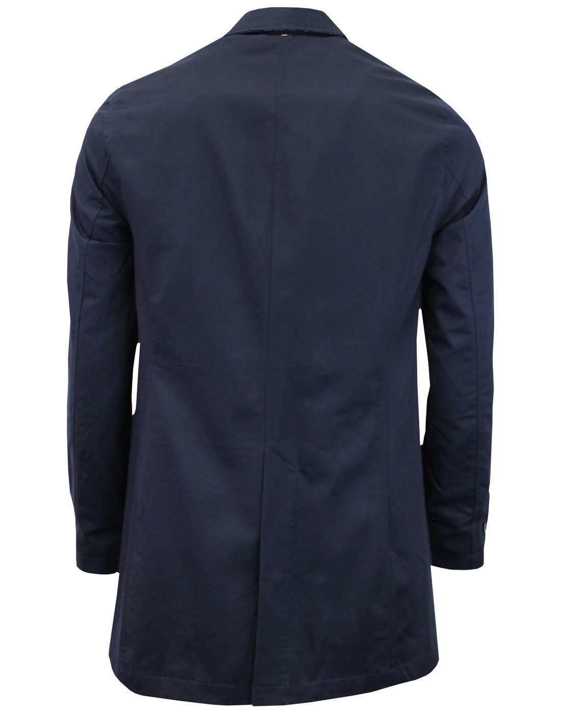 PRETTY GREEN Glendon Retro 60s Mod Button Up Mac Jacket in Navy