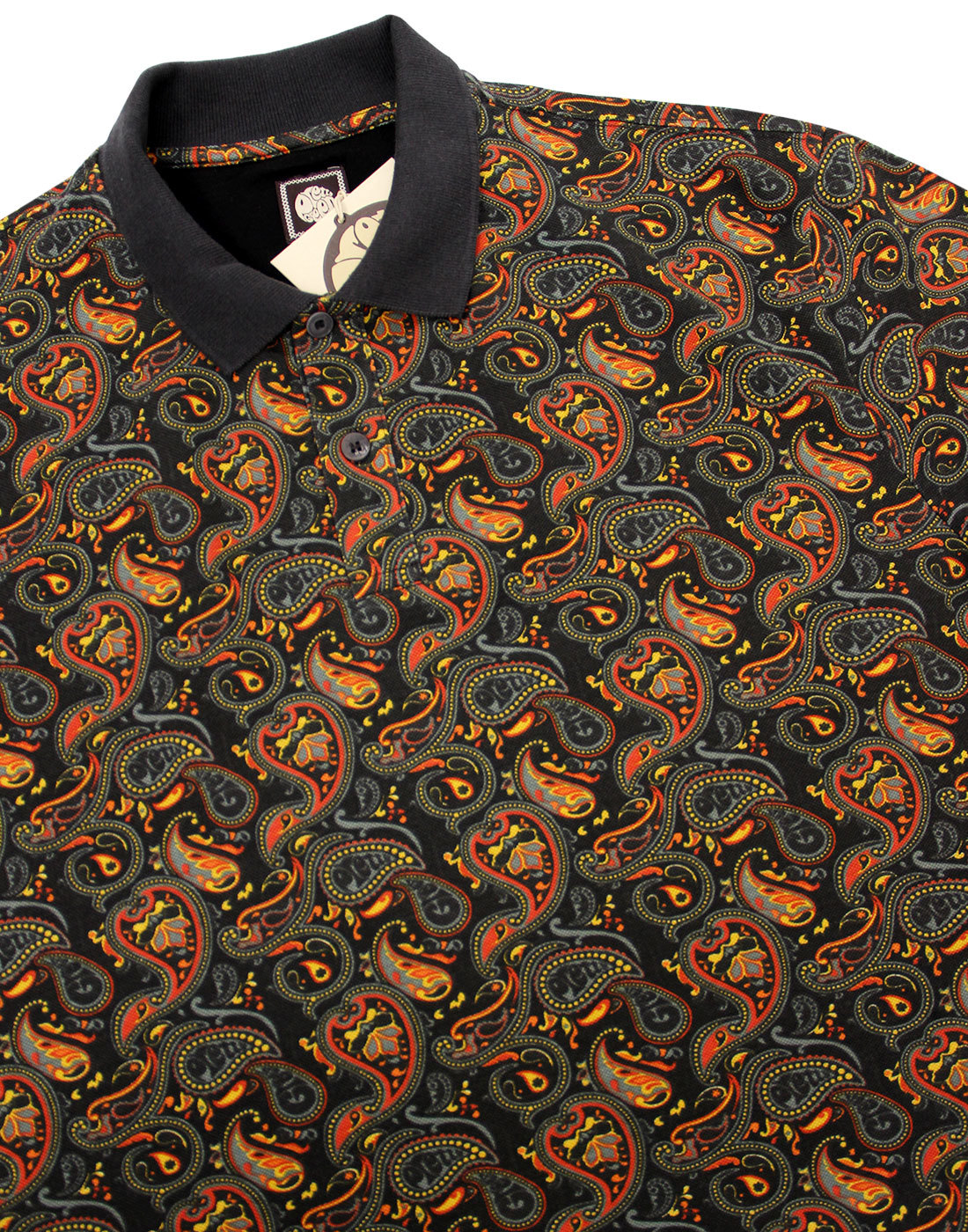 PRETTY GREEN Gretton Paisley 60s Psychedelic Mod Pique Polo Shirt