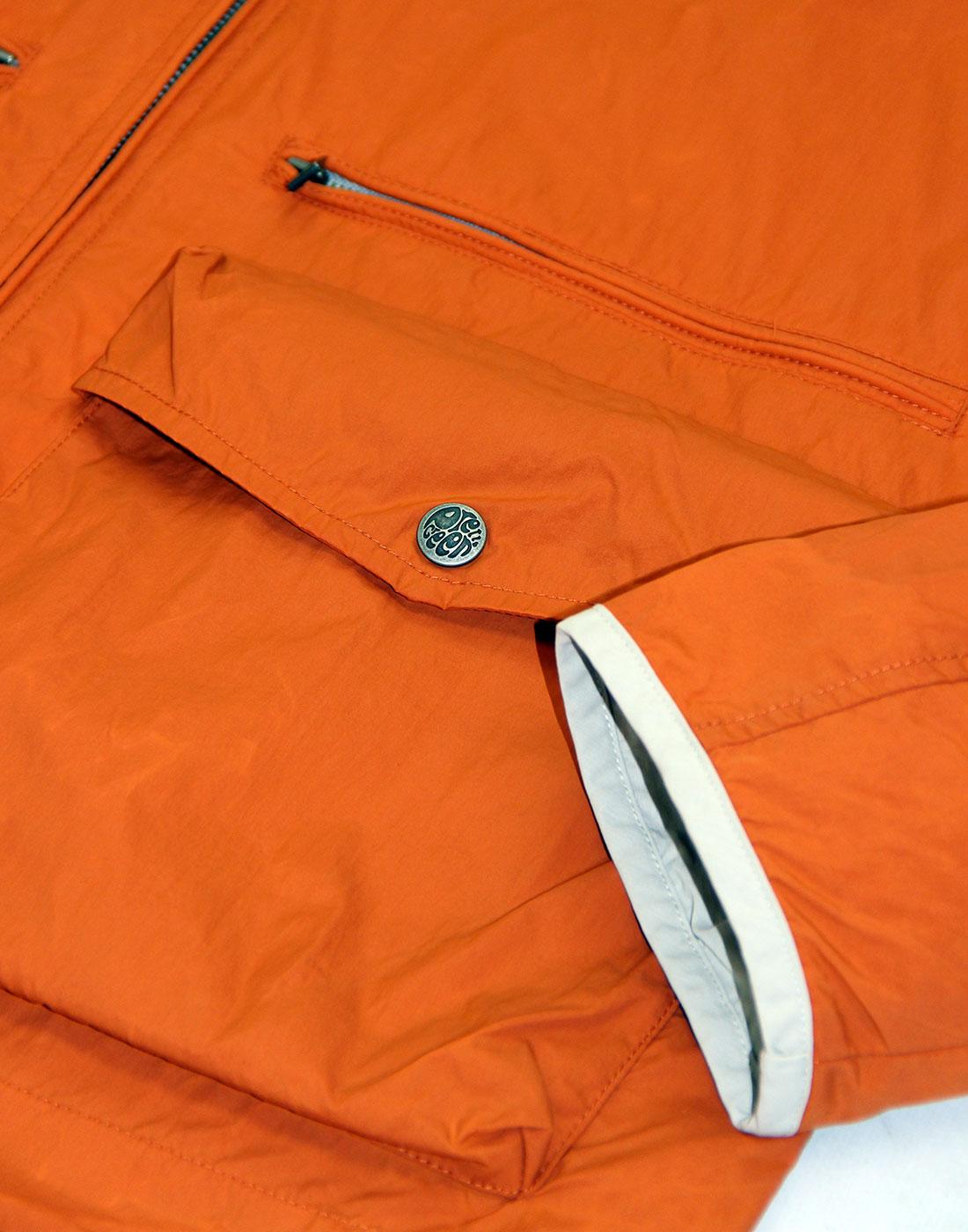 PRETTY GREEN Huntley Men's Retro 1970s Mod Orange Hooded Jacket