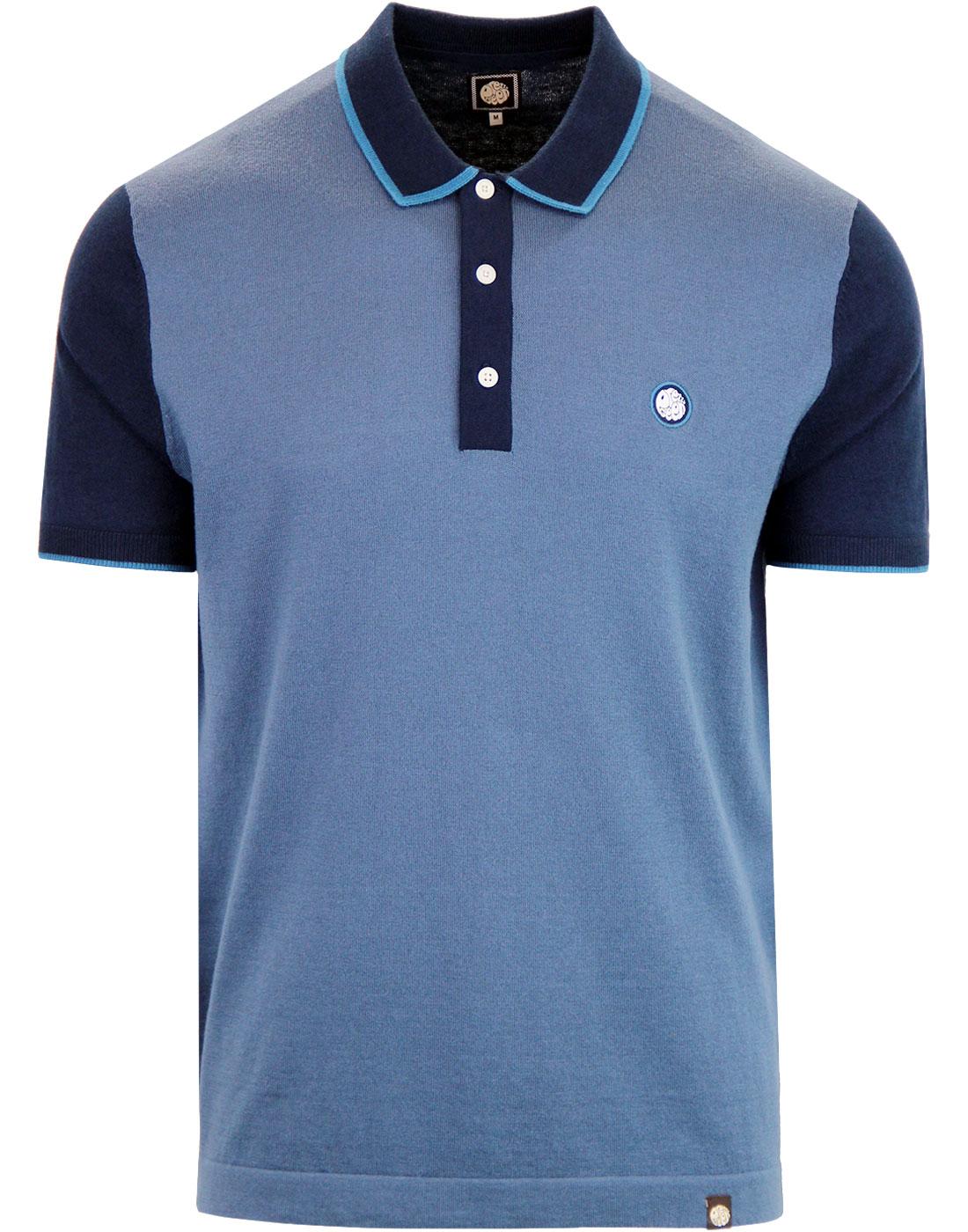 PRETTY GREEN Mod Contrast Panel Knitted Polo Bl