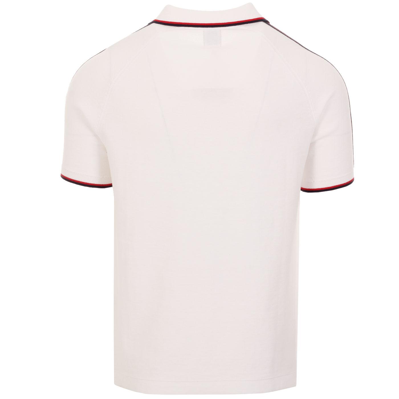 PRETTY GREEN Shoulder Stripe Knitted Football Top in White