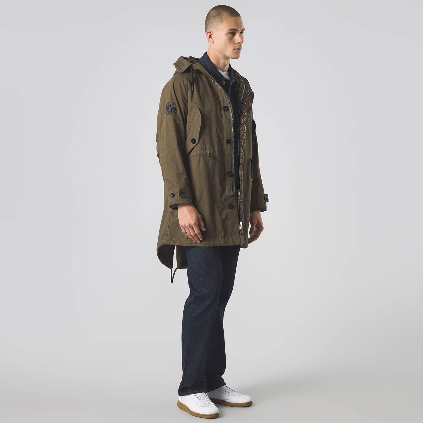 pretty green モッズパーカー Pretty Green プリティーグリーンフラップポケットリーフカモ