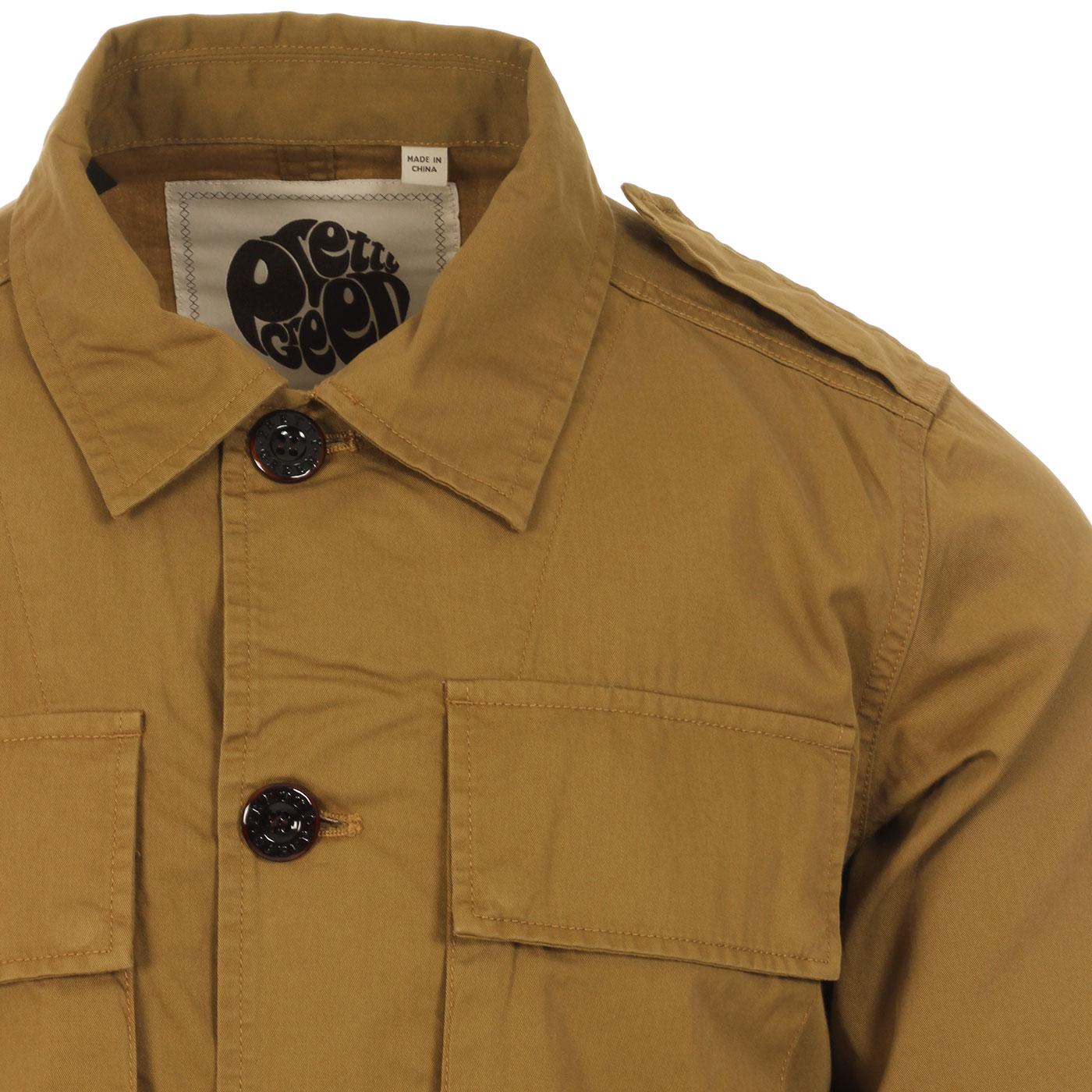 PRETTY GREEN Mod 4 Pocket Military Field Jacket in Tan