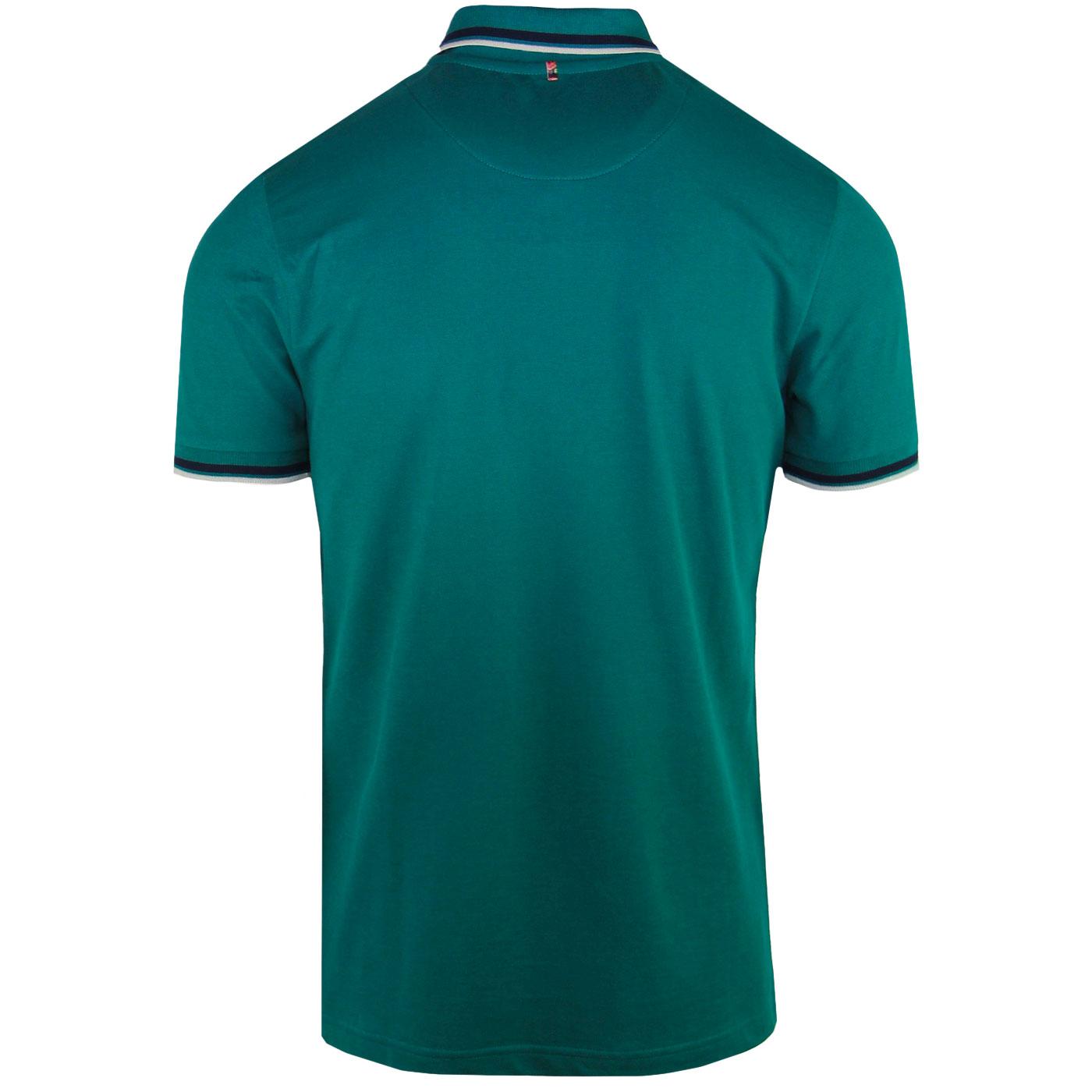 PRETTY GREEN Mod Twin Tipped Chest Target Polo in Teal