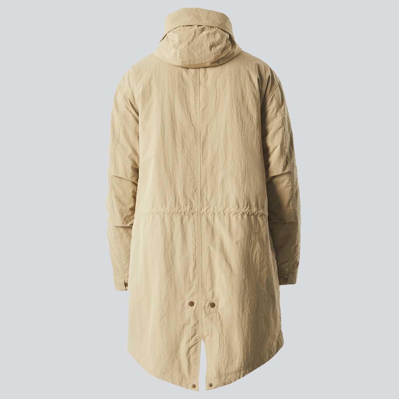 Pretty Green Nomad Retro Mod Insulated Fishtail Parka in Sand