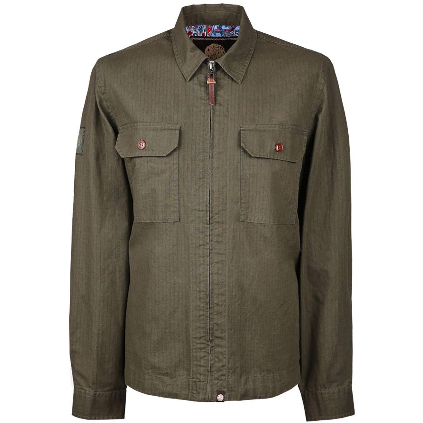 PRETTY GREEN Zip Through Button Pocket Overshirt K